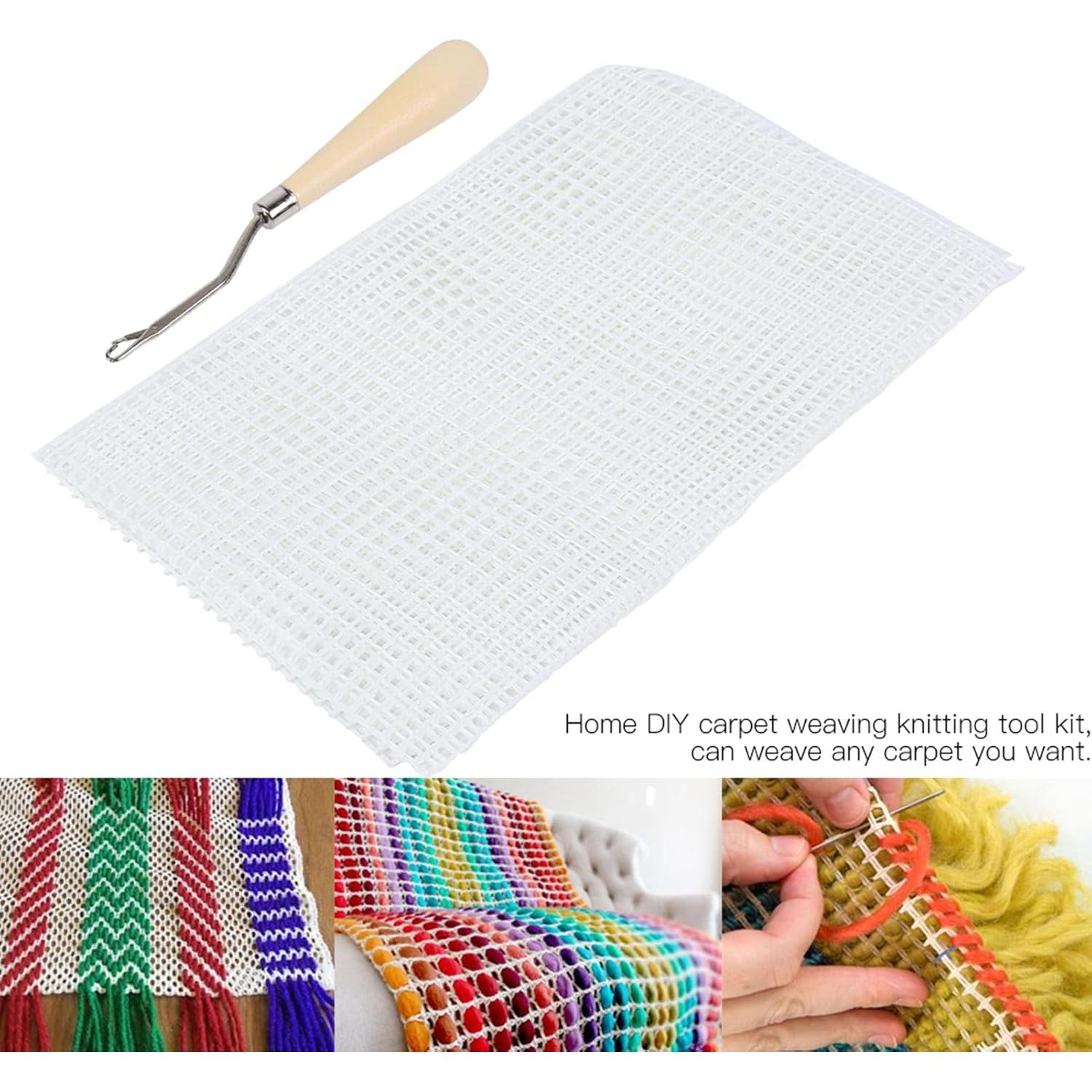 Tela de Malla para Tejer Alfombras Kodrily 50x50cm con Gancho