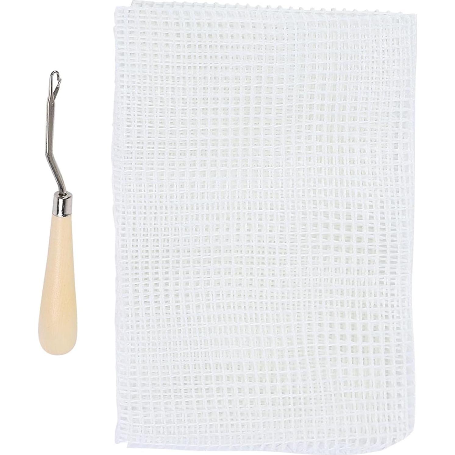 Tela de Malla para Tejer Alfombras Kodrily 50x50cm con Gancho