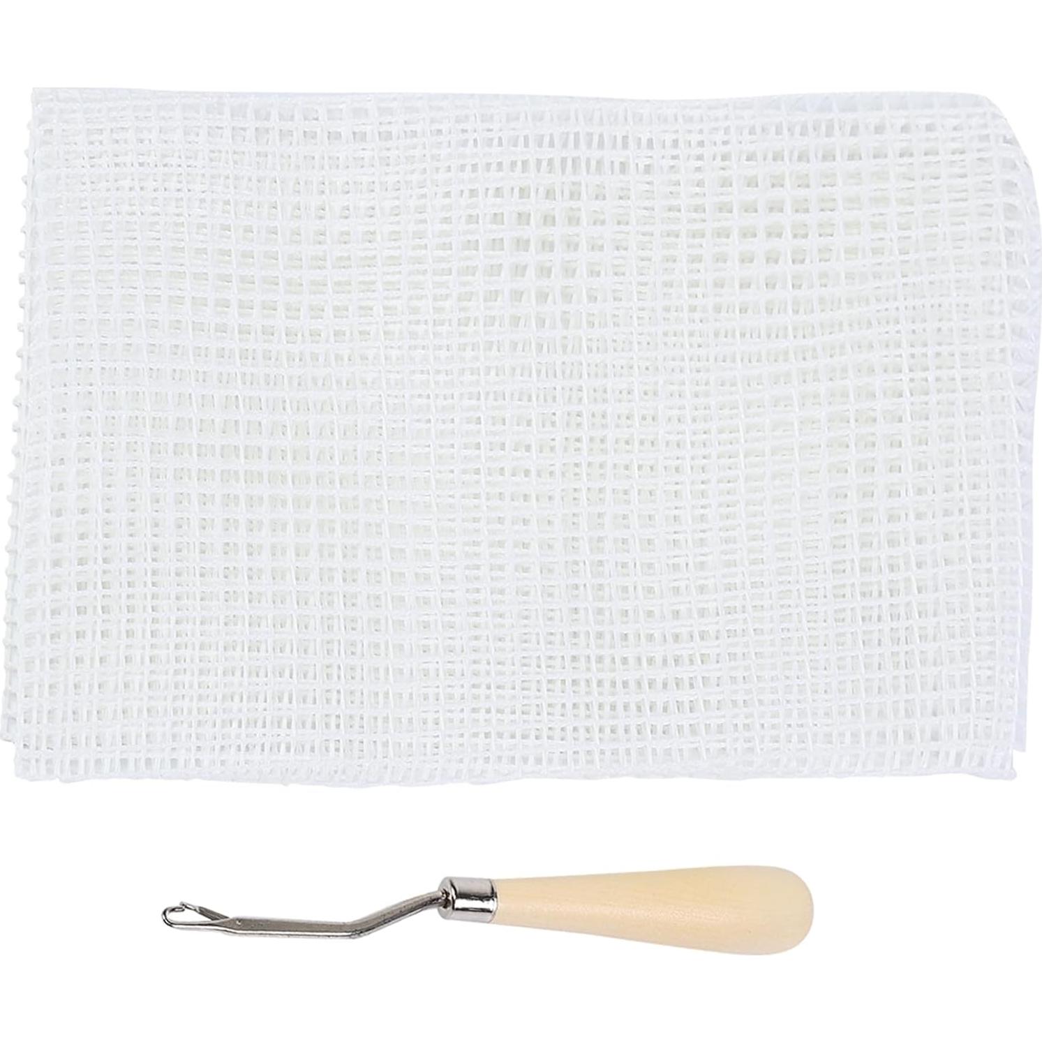 Tela de Malla para Tejer Alfombras Kodrily 50x50cm con Gancho