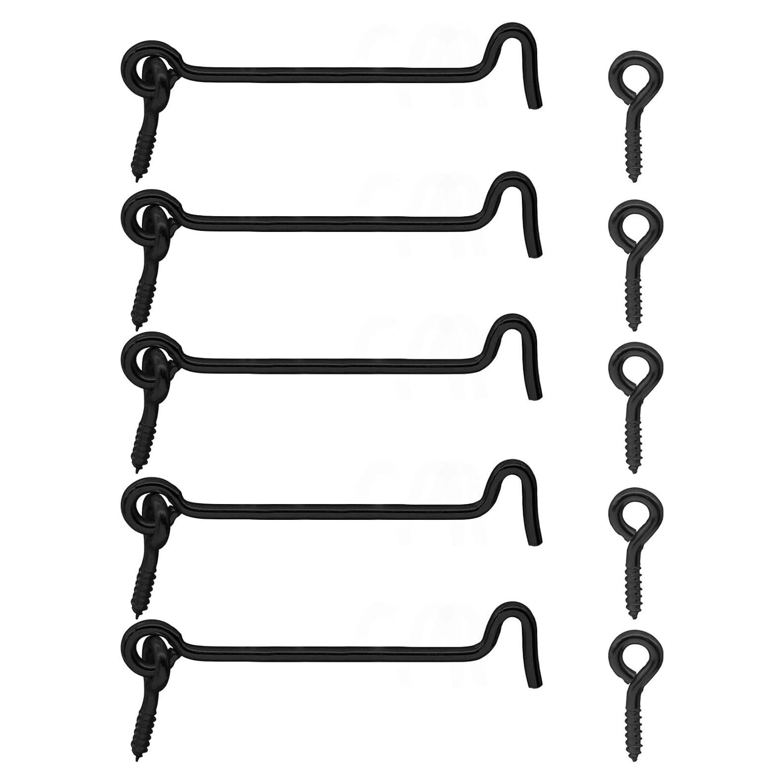 Ganchos de Pestillo de Puerta Litoexpe 5pcs Acero Negro 4"