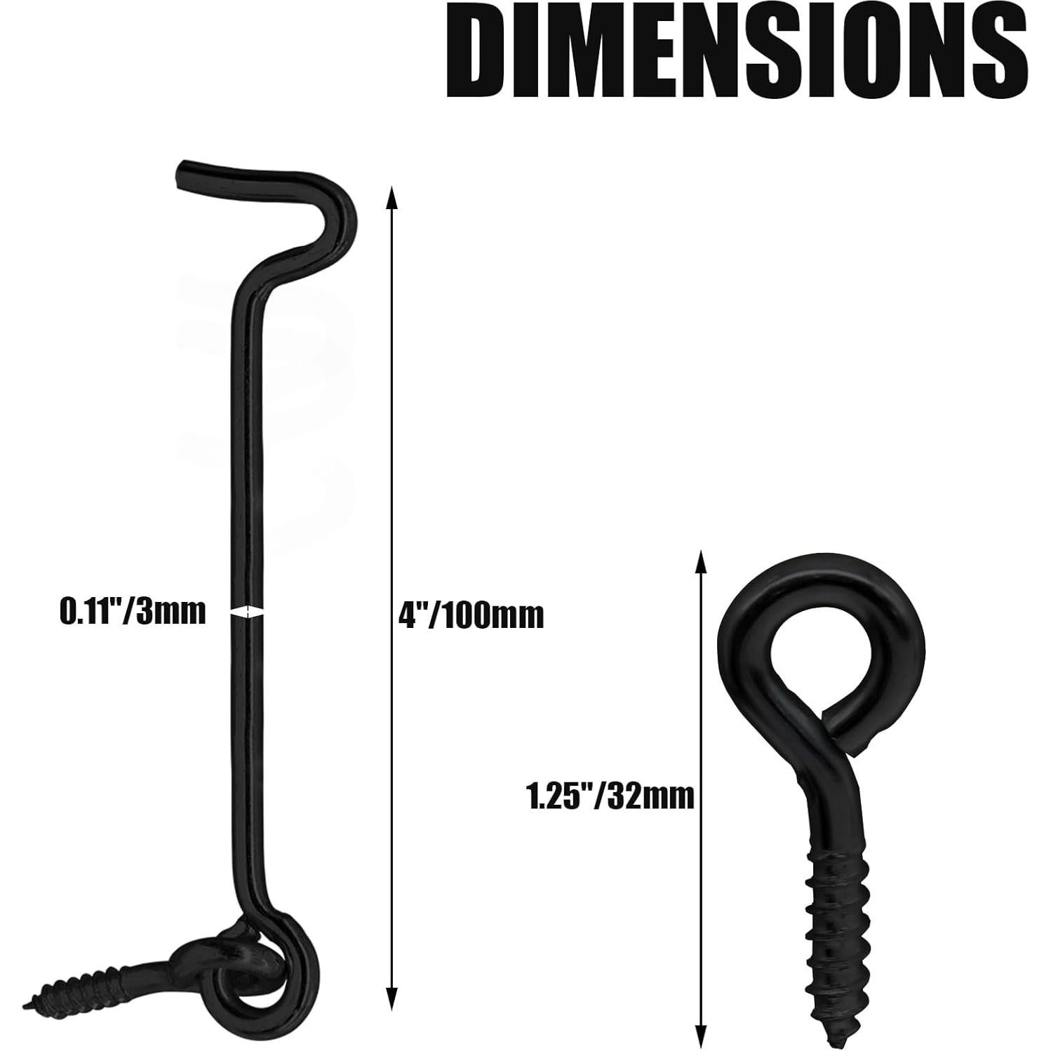 Ganchos de Pestillo de Puerta Litoexpe 5pcs Acero Negro 4"