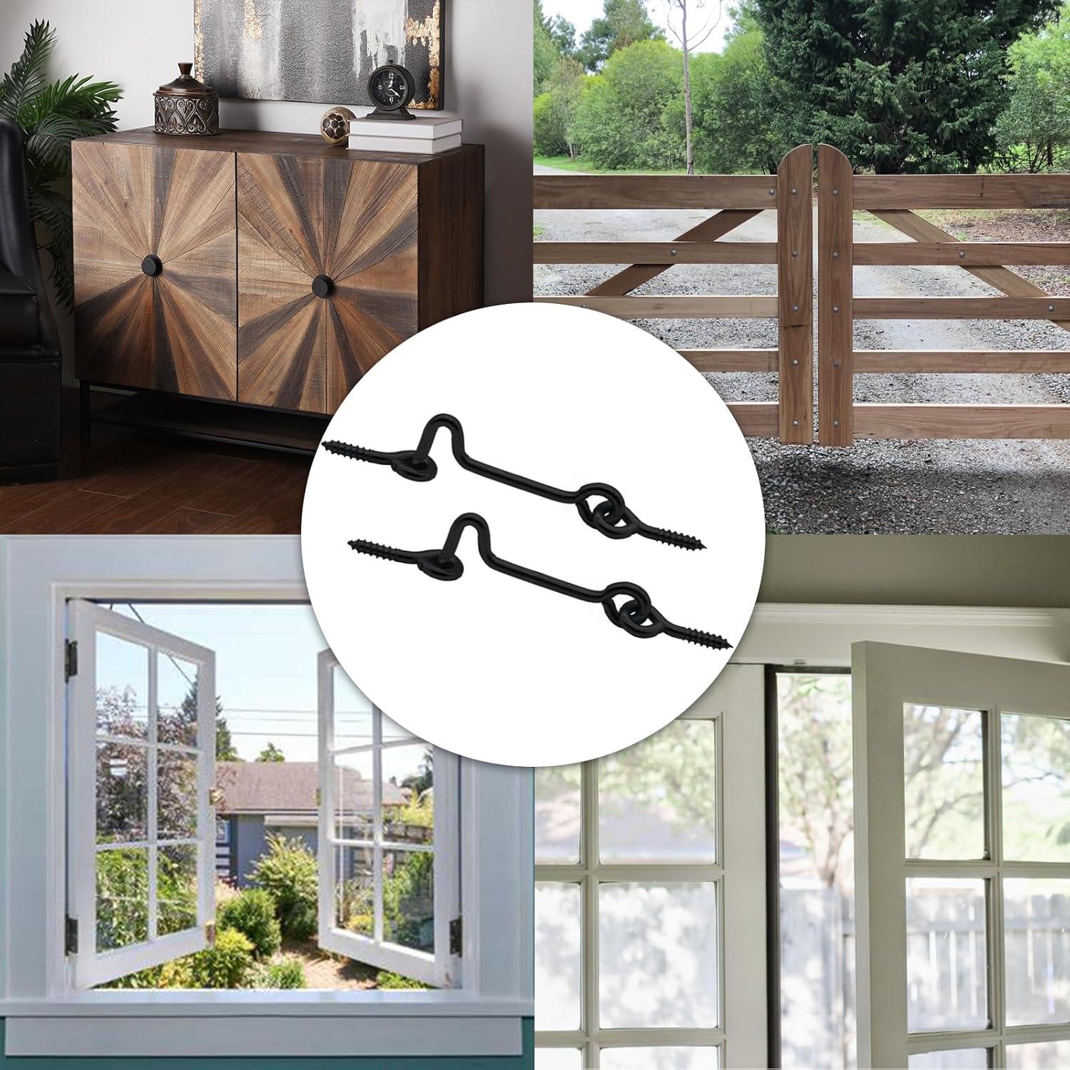 Ganchos de Pestillo de Puerta Litoexpe 5pcs Acero Negro 4"