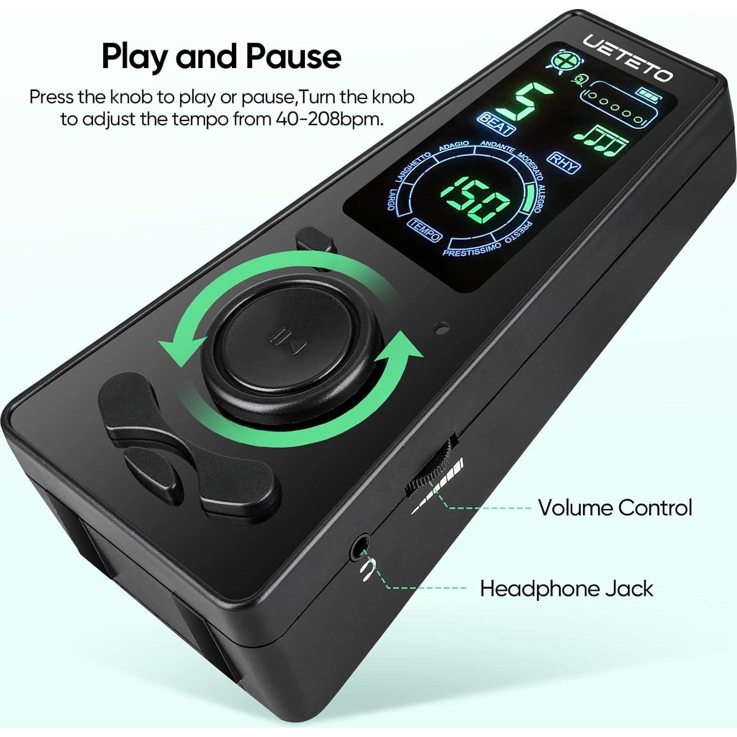 Metrónomo Digital Ueteto con Temporizador y Pantalla LCD