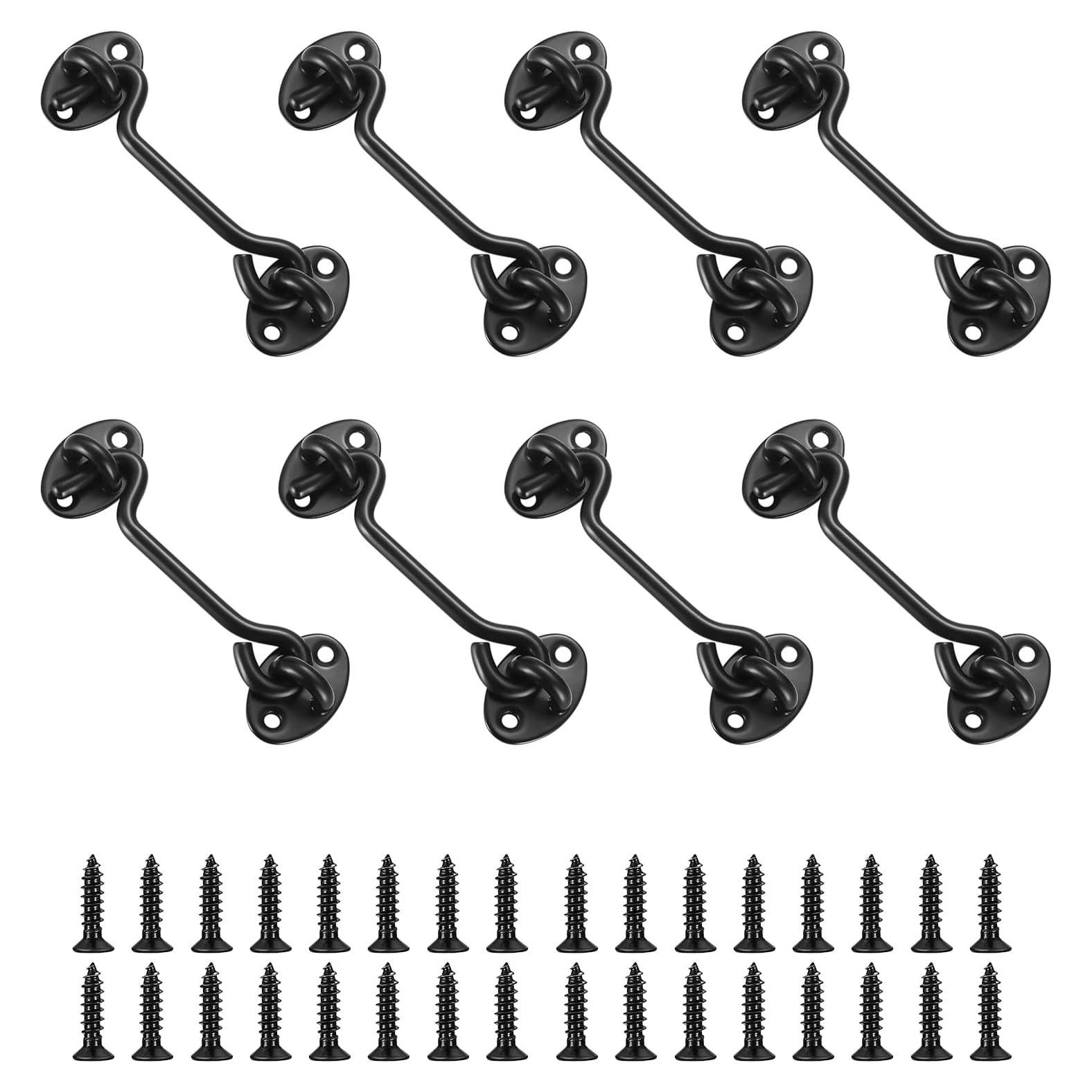 Pestillo de Gancho Ocular 8 Pcs Acero Inoxidable Negro 10.16 cm