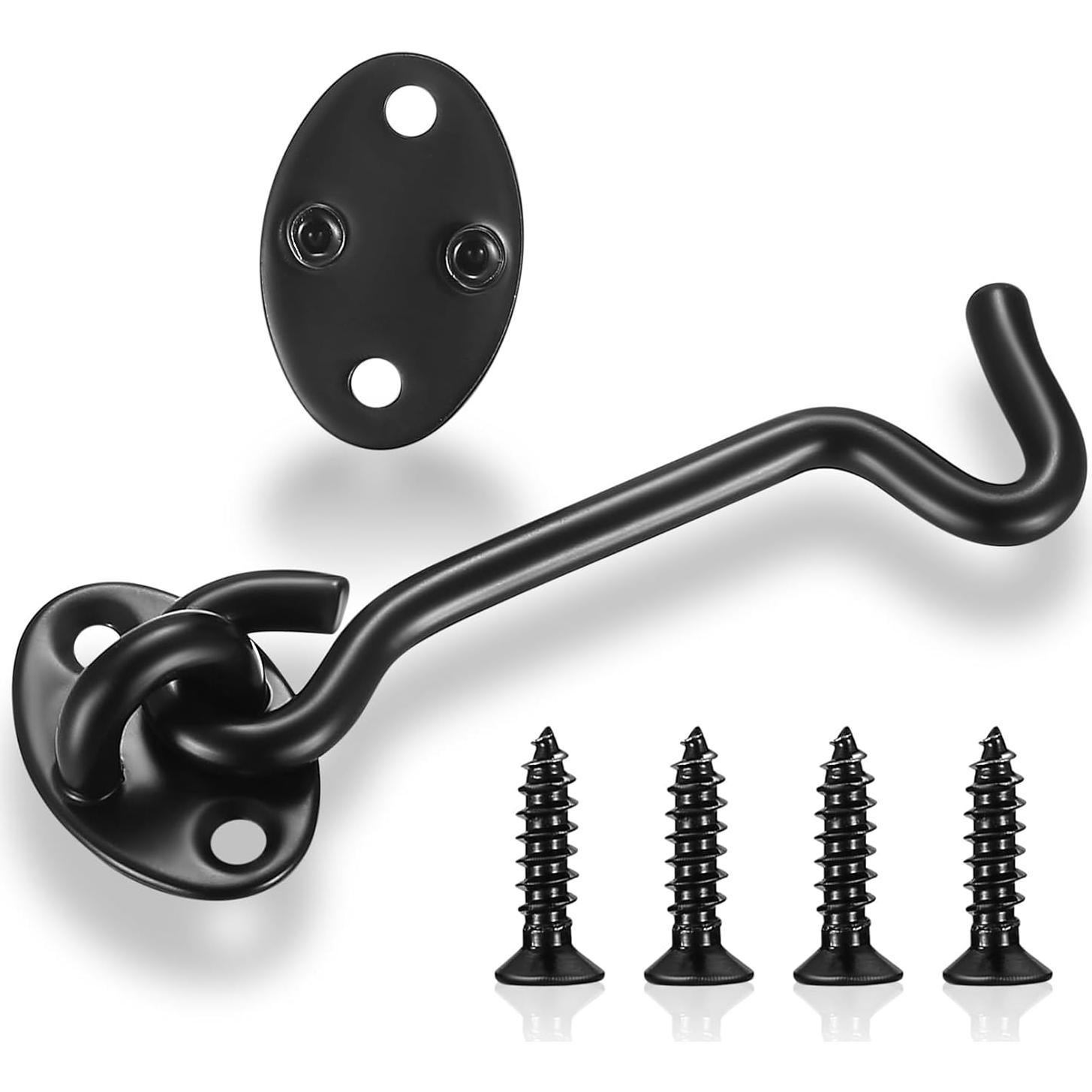 Pestillo de Gancho Ocular 8 Pcs Acero Inoxidable Negro 10.16 cm