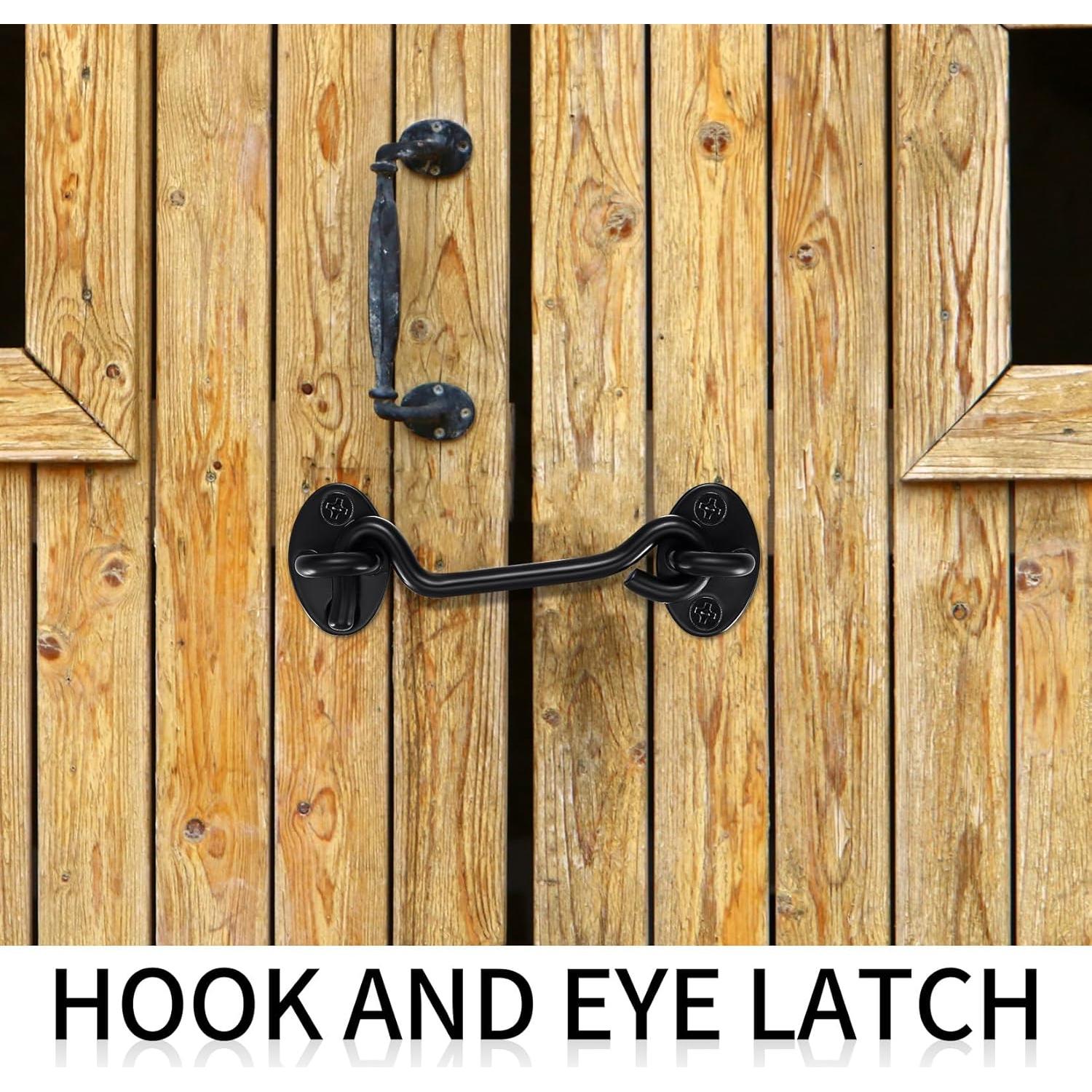 Pestillo de Gancho Ocular 8 Pcs Acero Inoxidable Negro 10.16 cm