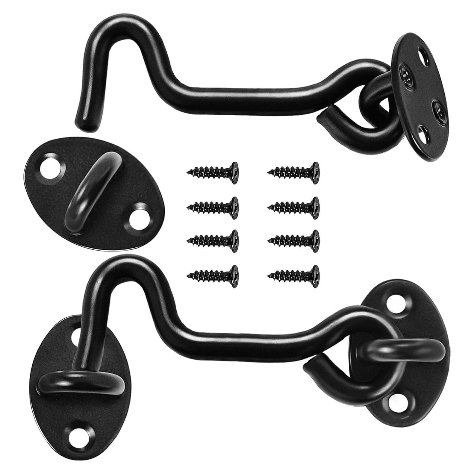 Gancho y Pestillo de Ojo Deapher para Puerta - 2 Piezas, Negro