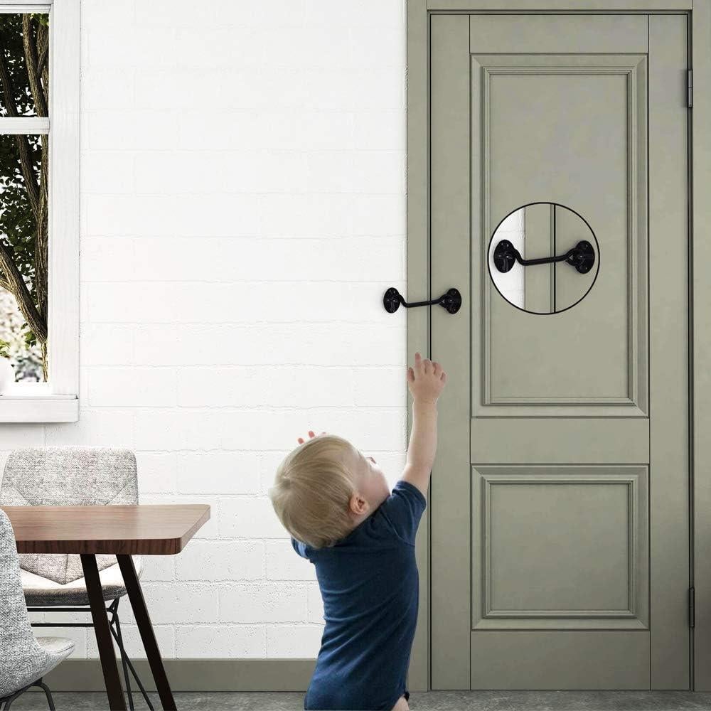 Gancho y Pestillo de Ojo Deapher para Puerta - 2 Piezas, Negro