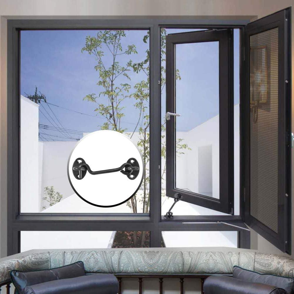 Gancho y Pestillo de Ojo Deapher para Puerta - 2 Piezas, Negro