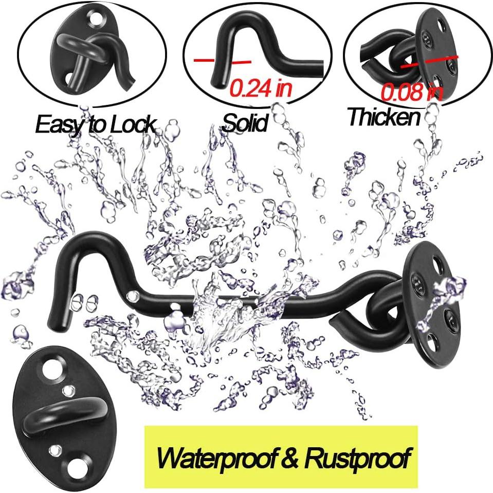 Gancho y Pestillo de Ojo Deapher para Puerta - 2 Piezas, Negro