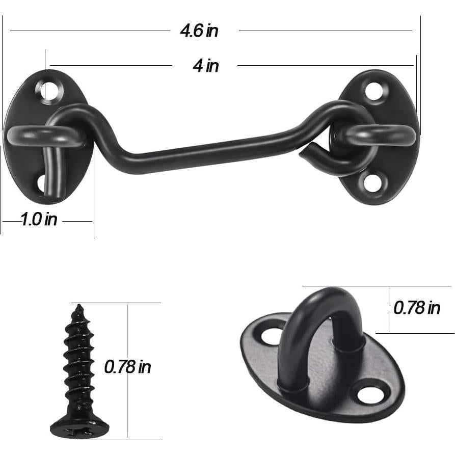 Gancho y Pestillo de Ojo Deapher para Puerta - 2 Piezas, Negro