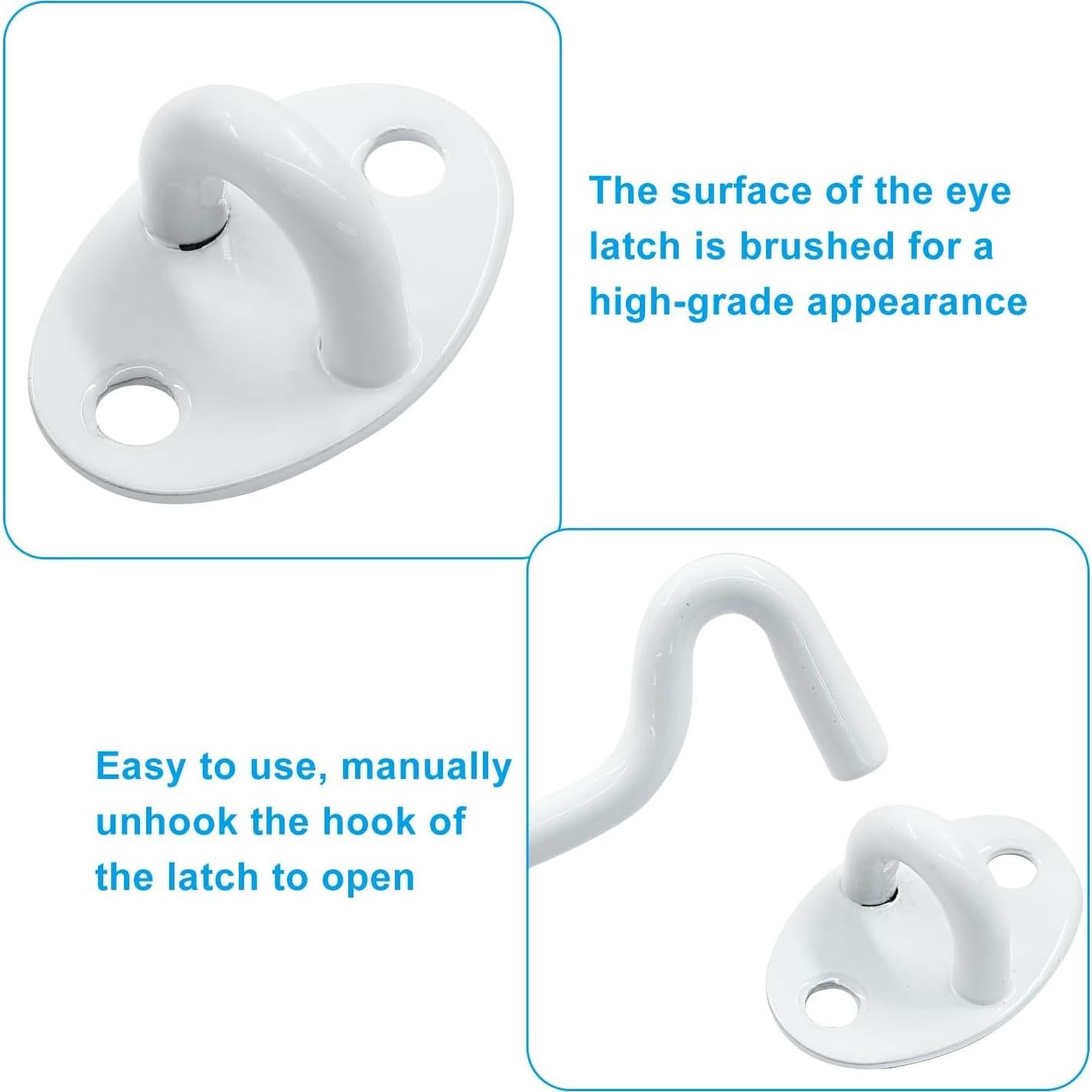 Pestillo de Gancho y Ojo Waziaqoc 100 mm Acero Inoxidable Blanco