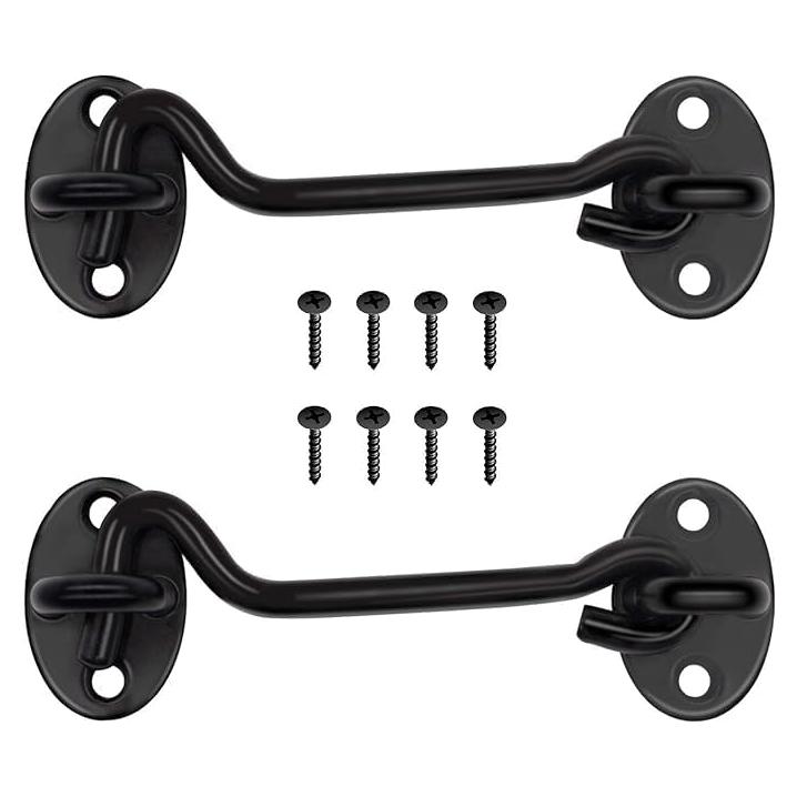 Cierre de Gancho y Ojo Lepoint 2 Pcs Acero Inoxidable Negro