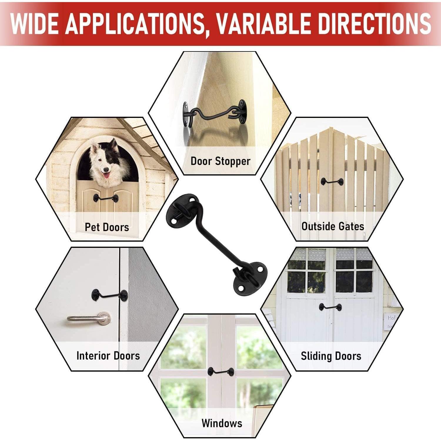 Cierre de Gancho y Ojo Lepoint 2 Pcs Acero Inoxidable Negro