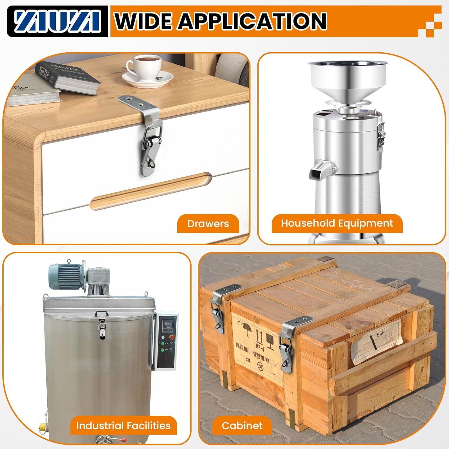 4 Pestillos de Ángulo 90° ZIUZI de Acero Inoxidable con Tornillos