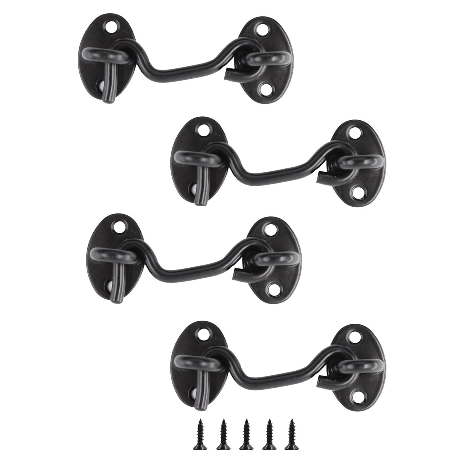 4 Ganchos y Ojos de Acero Inoxidable 75mm Negro - Bociloy