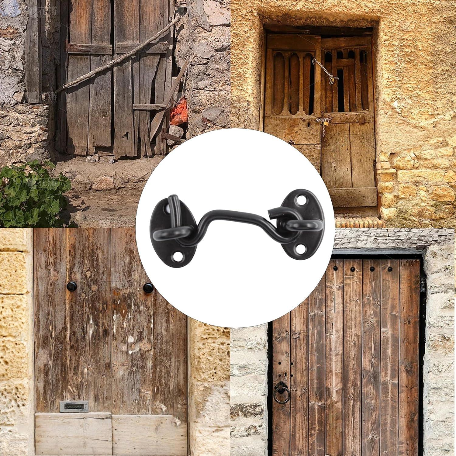 4 Ganchos y Ojos de Acero Inoxidable 75mm Negro - Bociloy