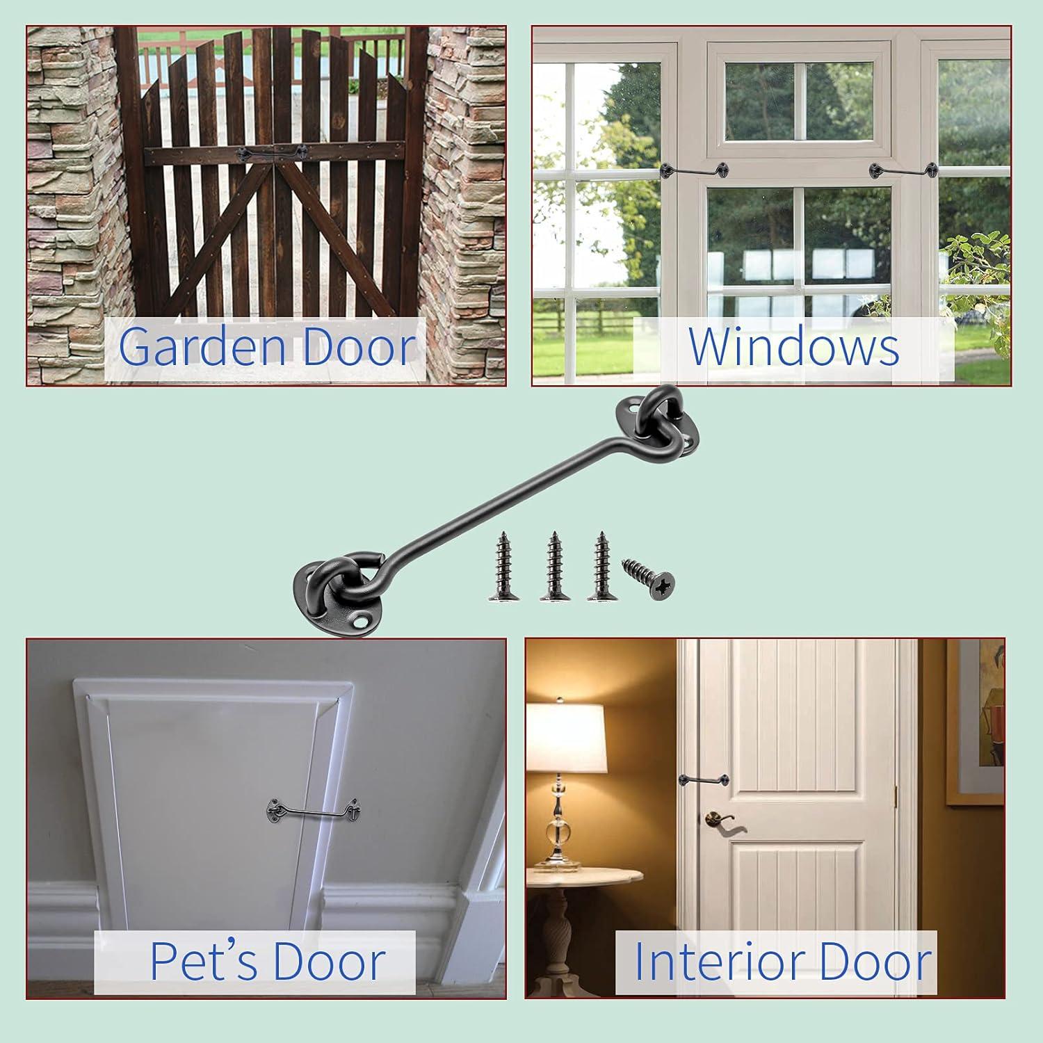 Cerrojo de Ojo de Puerta Kyuionty 152mm Acero Inoxidable Negro 2 Pzas