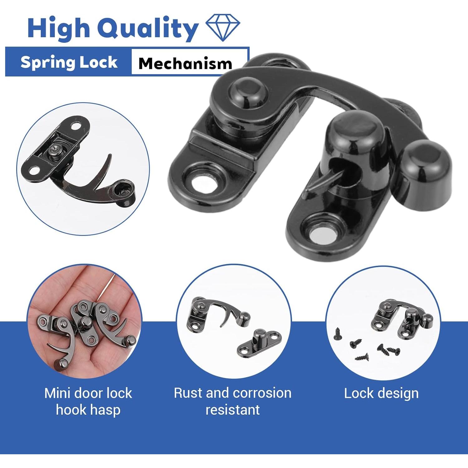 Paquete de 4 Pestillos Pequeños Negros Sorcristy con Tornillos