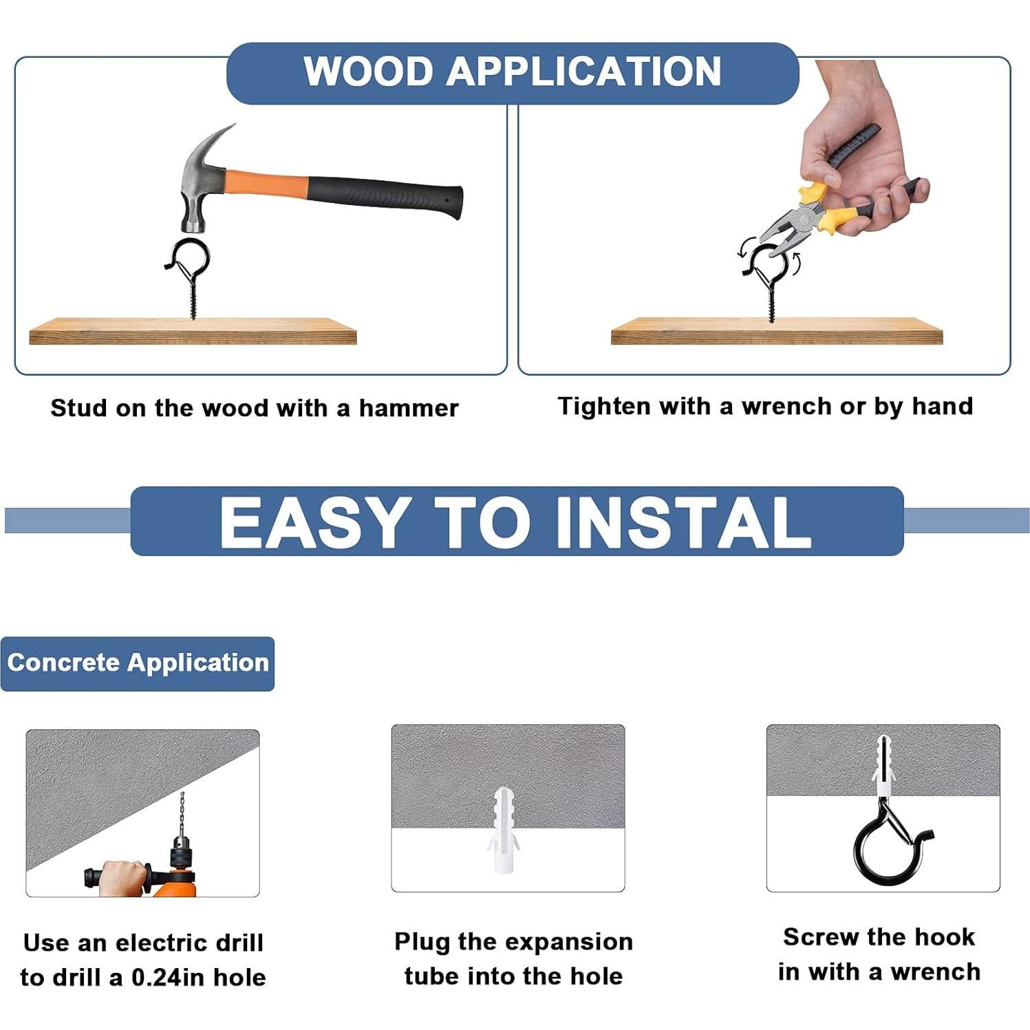 Ganchos Q de Seguridad ADIIL 12 Pcs 5.6 cm Negros Resistentes