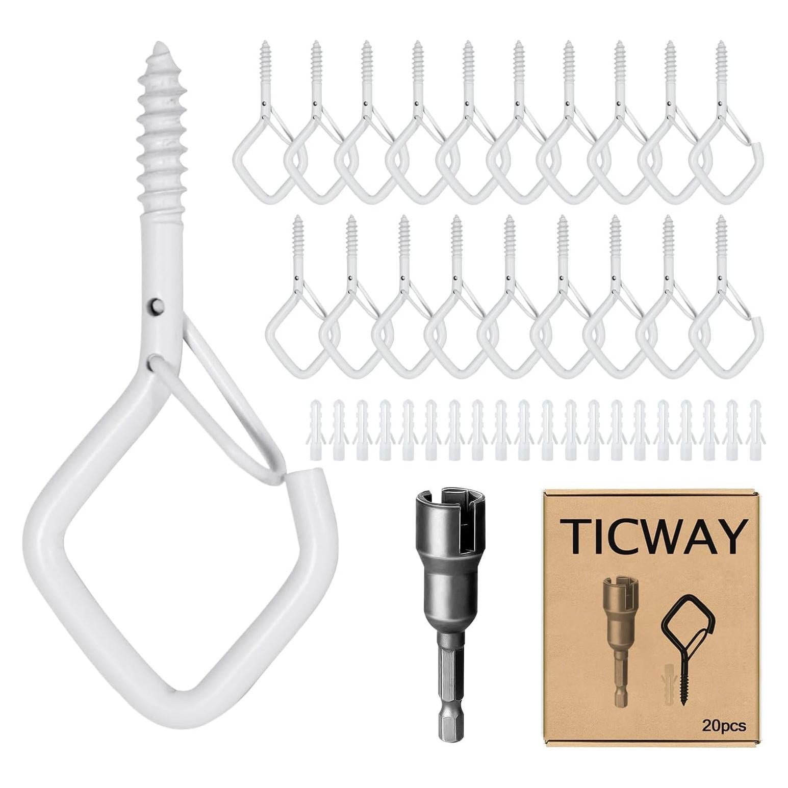 20 Ganchos de Techo Ticway para Plantas y Luces - 18.14 kg