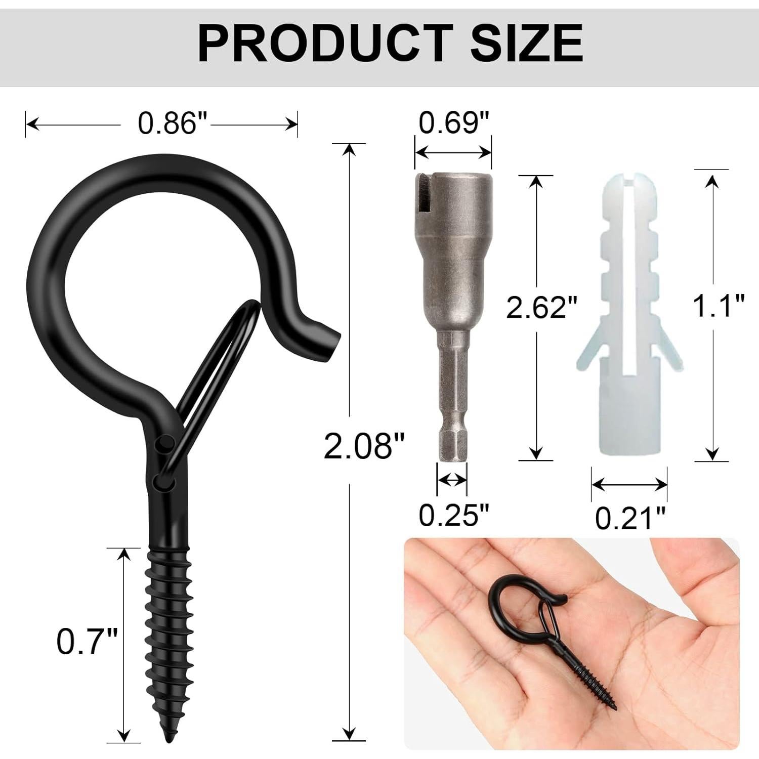 Ganchos de Tornillo FSAH 24 Pcs para Luces y Decoración