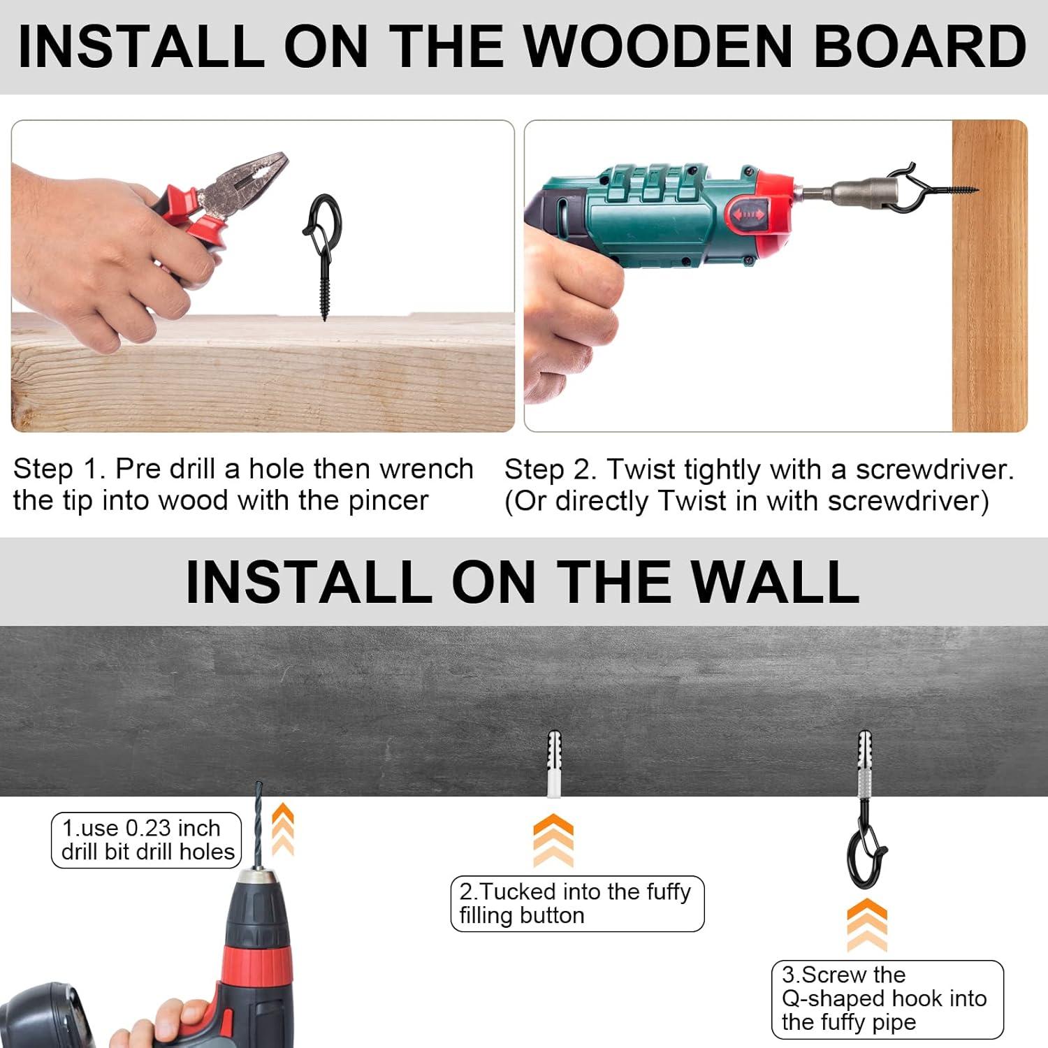 Ganchos de Tornillo FSAH 24 Pcs para Luces y Decoración