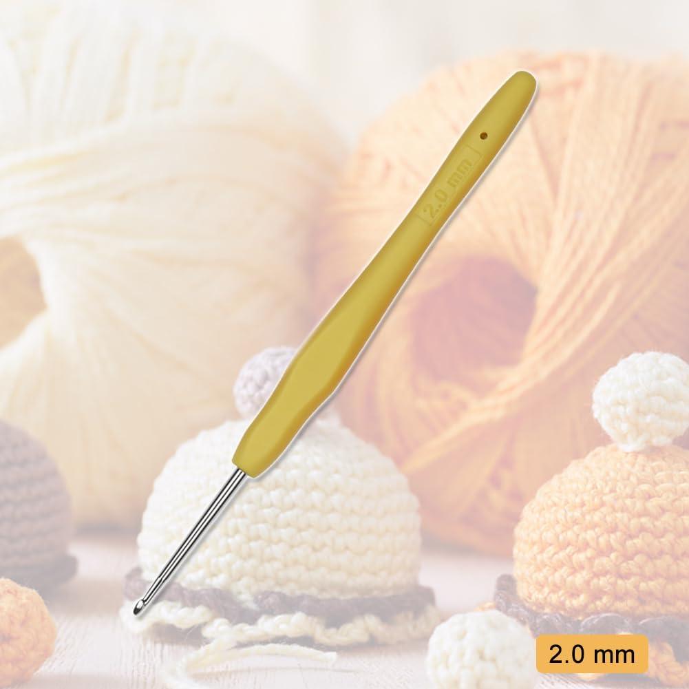 Gancho de Crochet 2.0mm QLRFFLJOY Aluminio Amarillo