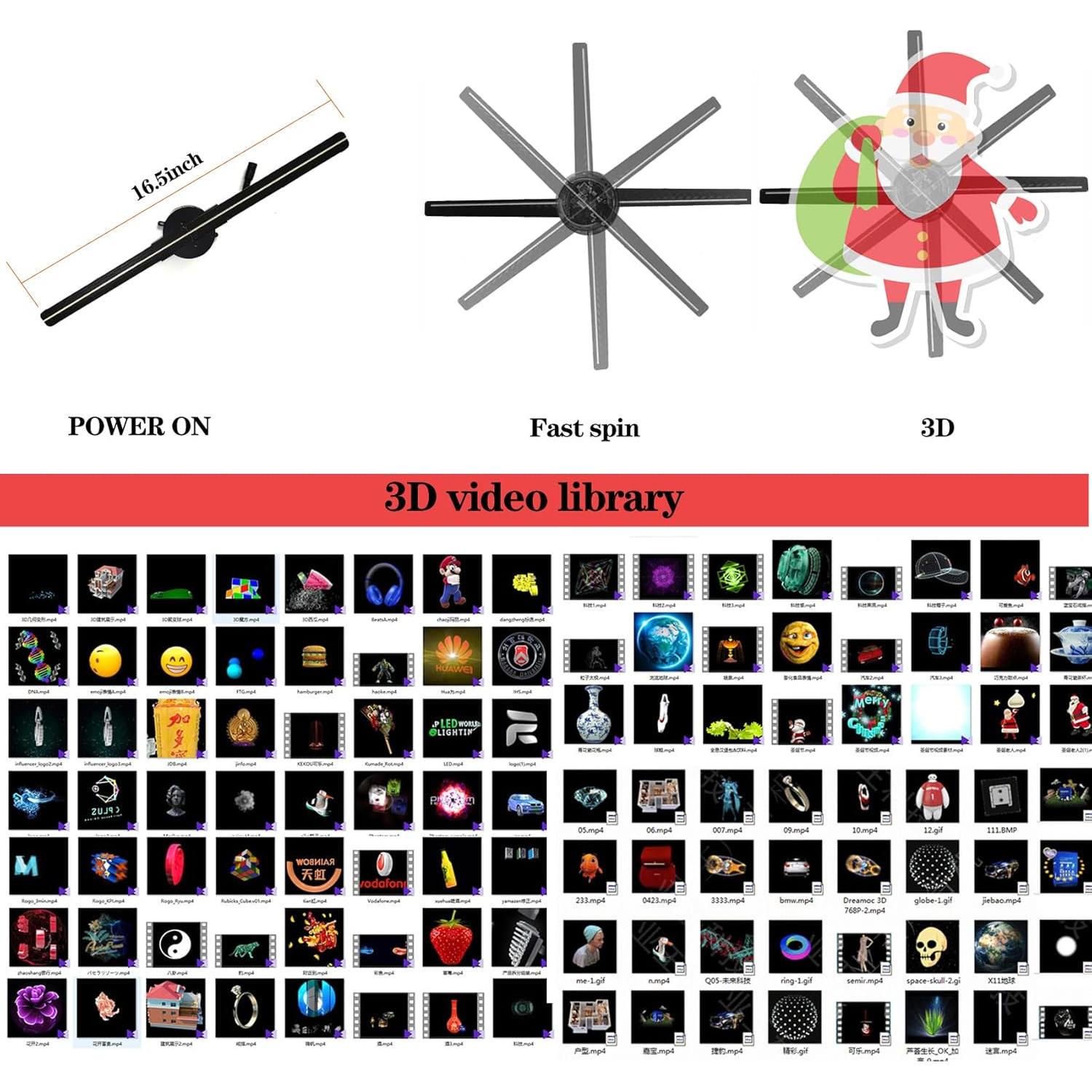 Ventilador Holográfico 3D Wanther 42 cm WiFi con 700 Videos