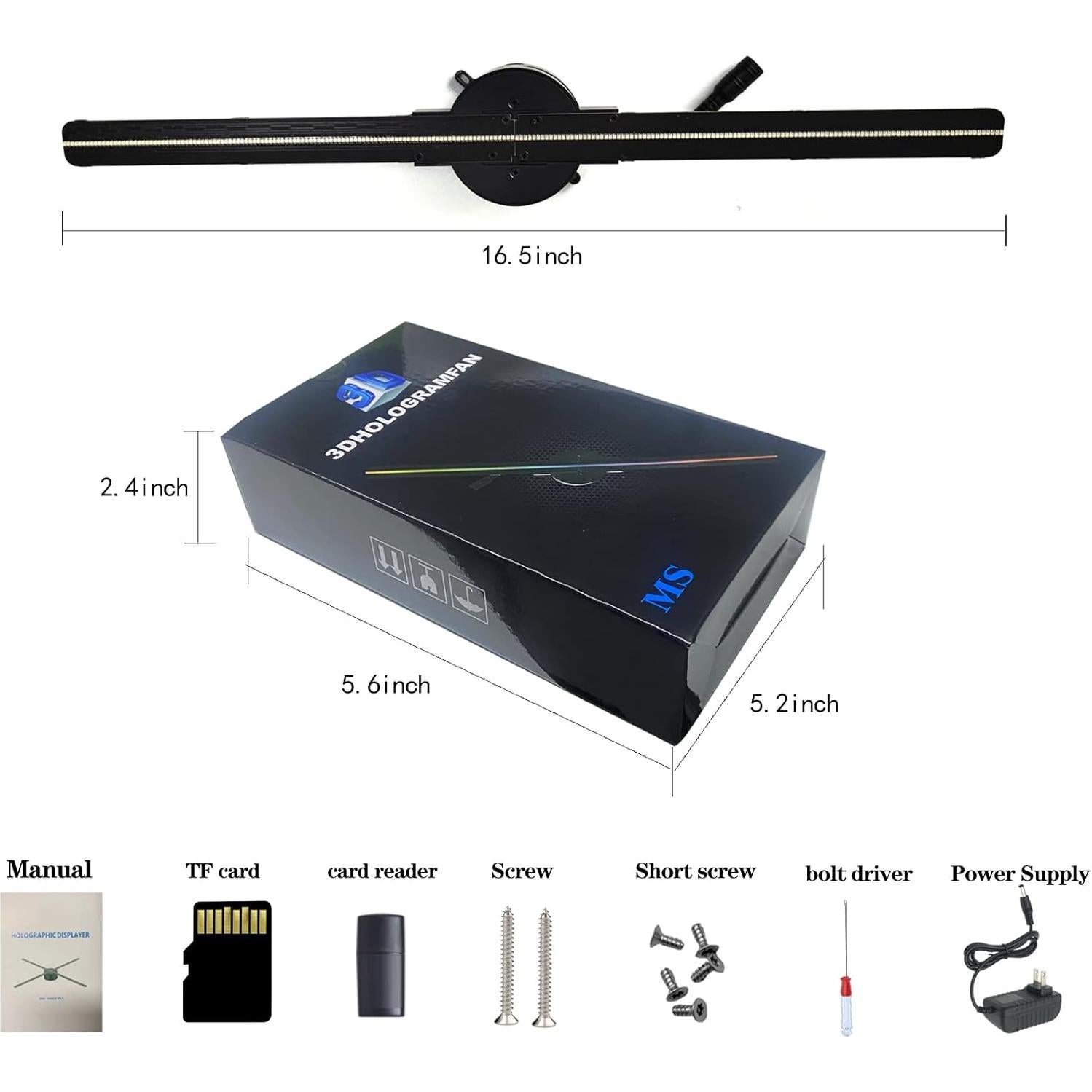 Ventilador Holográfico 3D Wanther 42 cm WiFi con 700 Videos