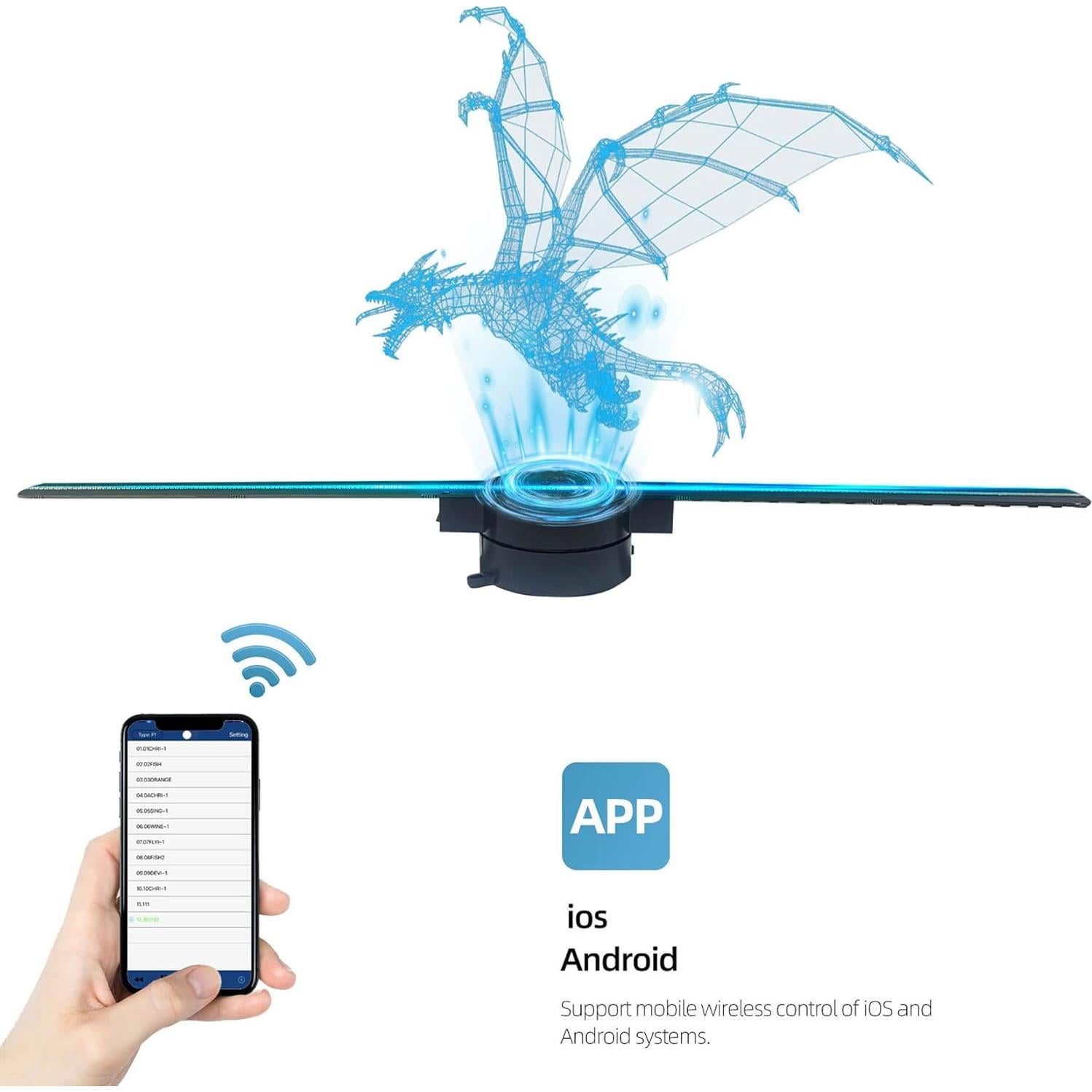 Ventilador Holográfico 3D Wanther 42 cm WiFi con 700 Videos