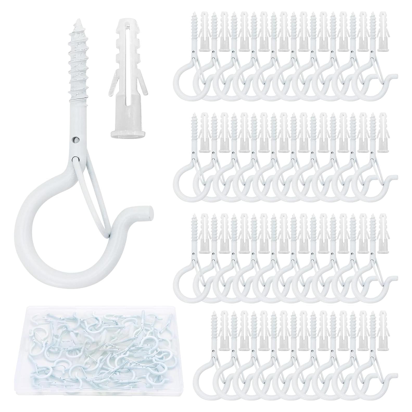 40 Ganchos de Tornillo Datttcc con Hebilla de Seguridad 5.8cm Blanco