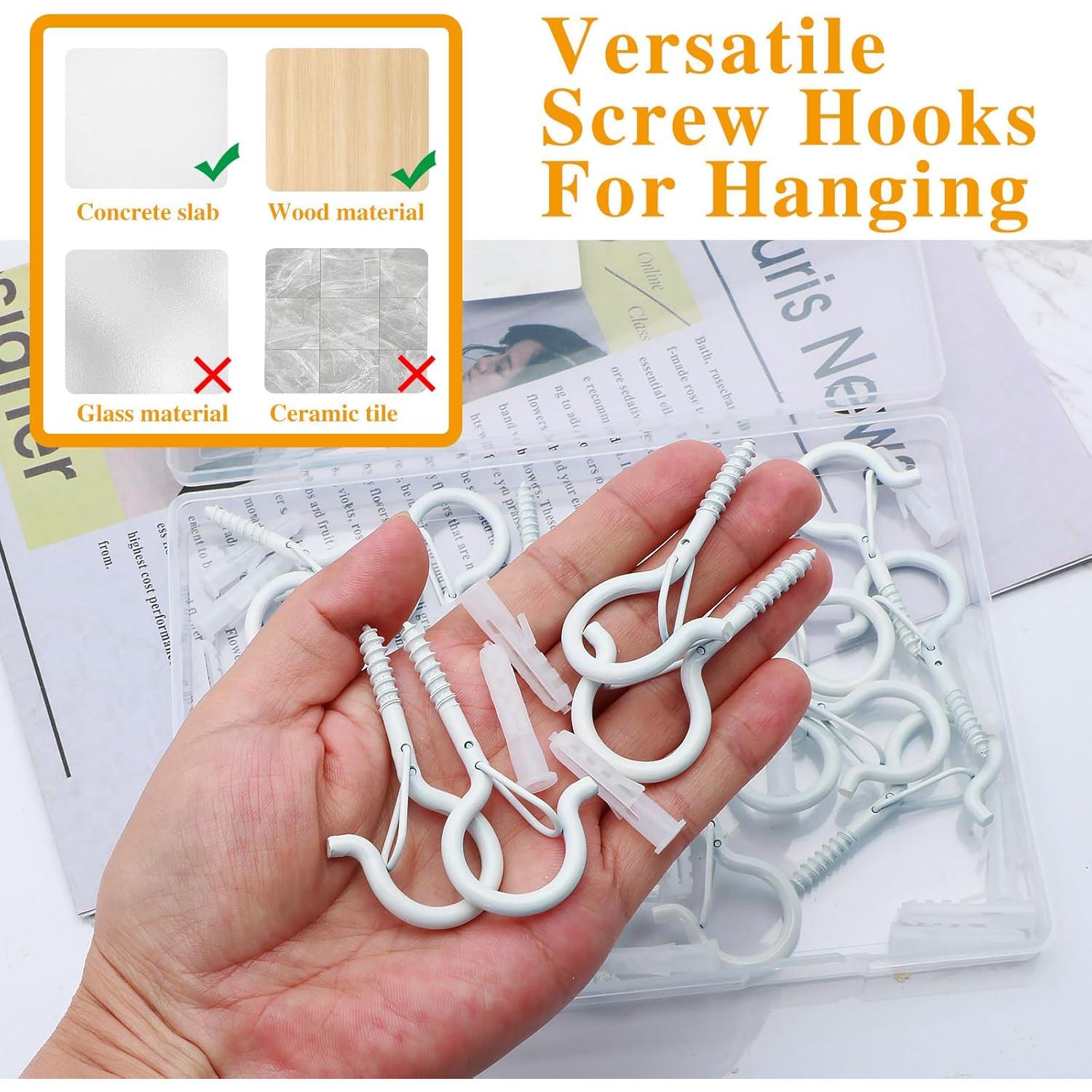 40 Ganchos de Tornillo Datttcc con Hebilla de Seguridad 5.8cm Blanco