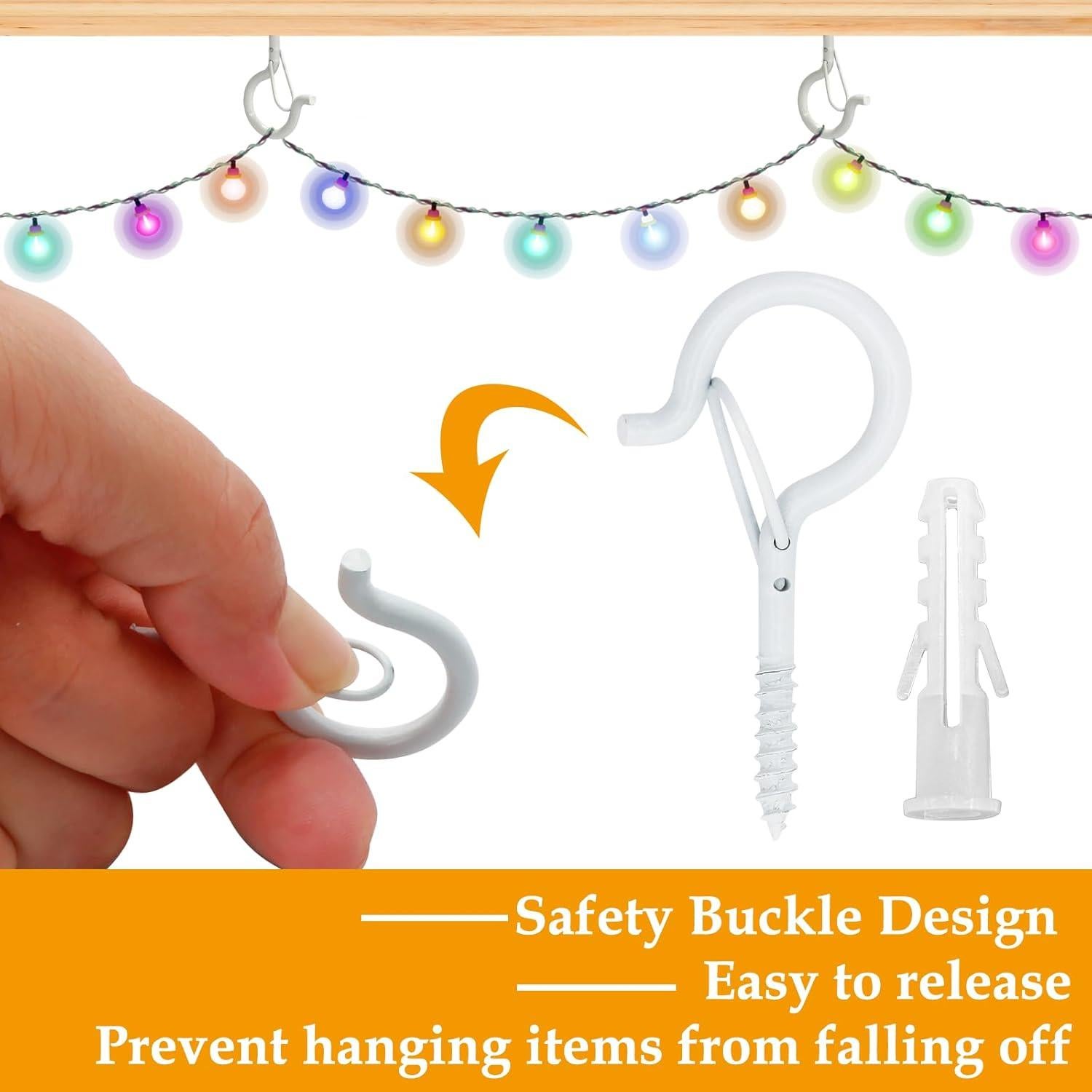 40 Ganchos de Tornillo Datttcc con Hebilla de Seguridad 5.8cm Blanco