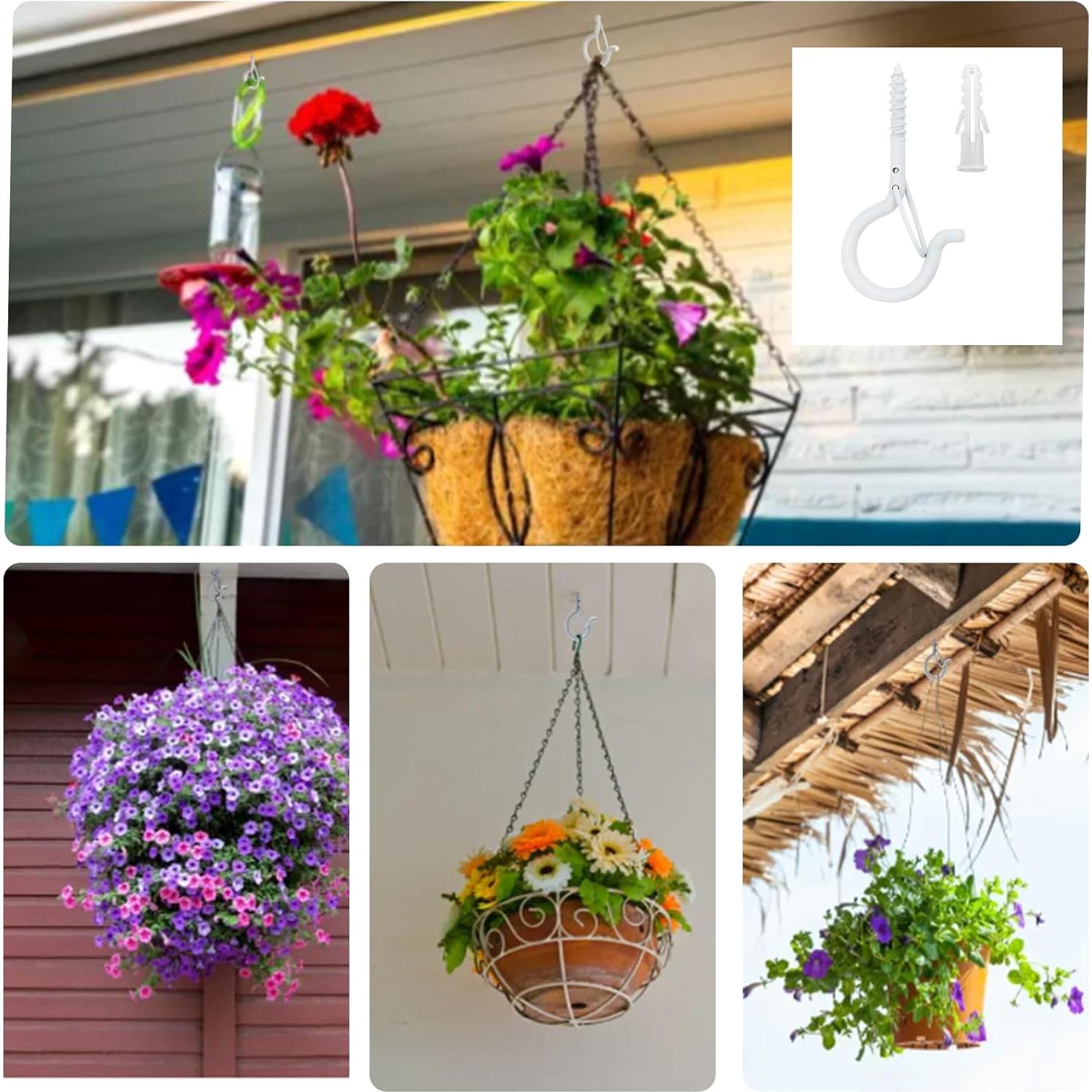 40 Ganchos de Tornillo Datttcc con Hebilla de Seguridad 5.8cm Blanco