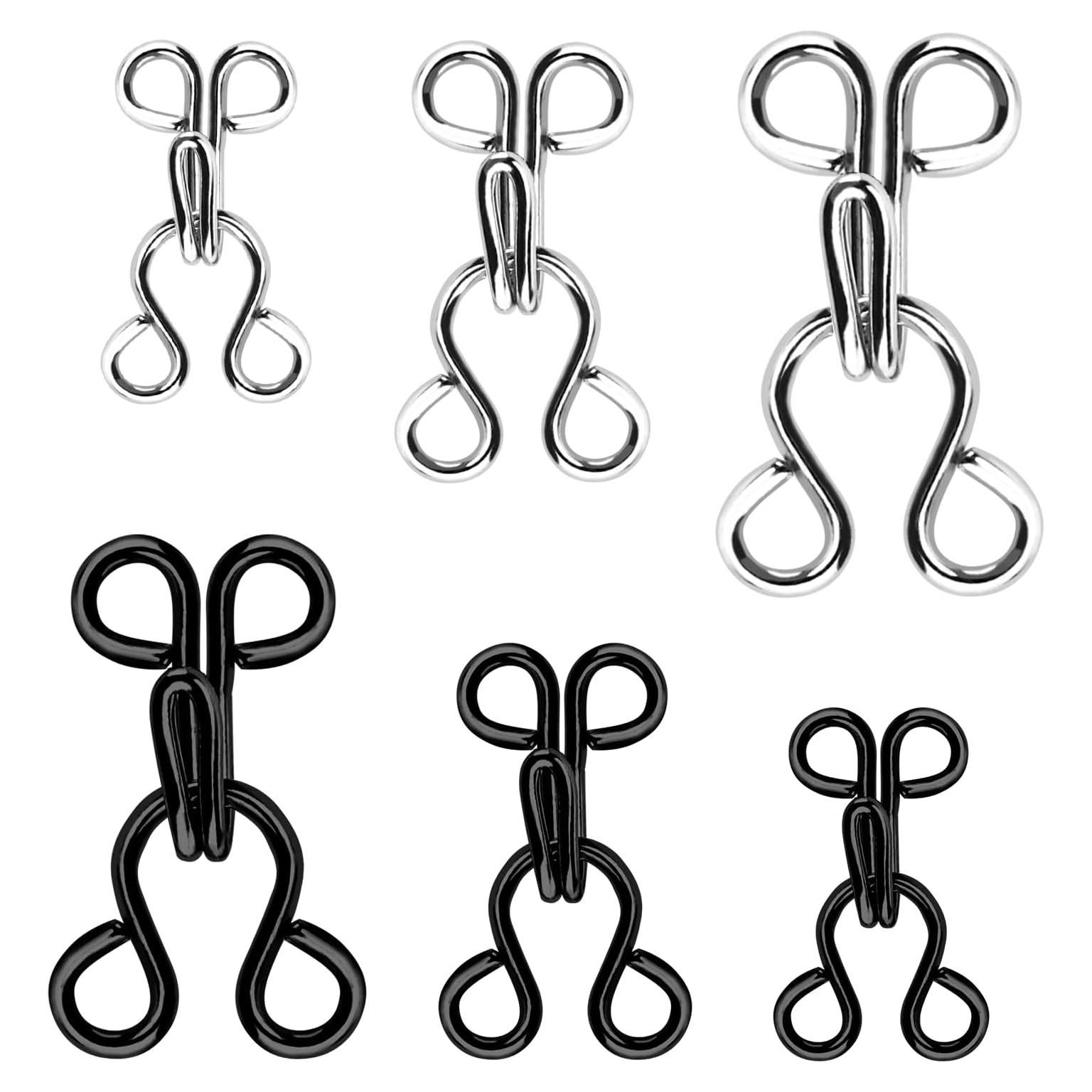 60 Juegos de Ganchos y Ojos de Costura para Ropa - Negro y Plata