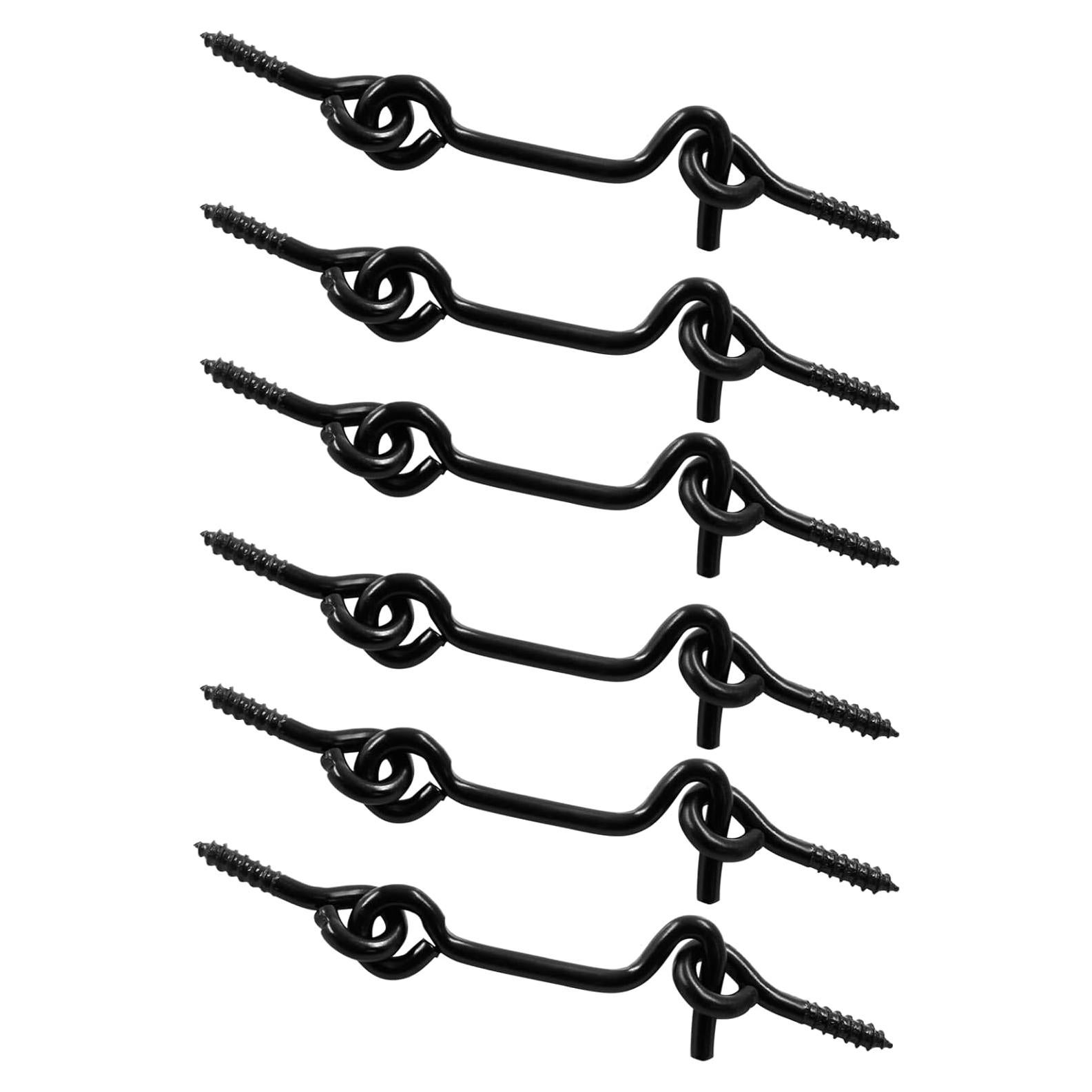 6 Piezas Gancho de Cabina y Pestillo de Ojo Negro 5.08cm