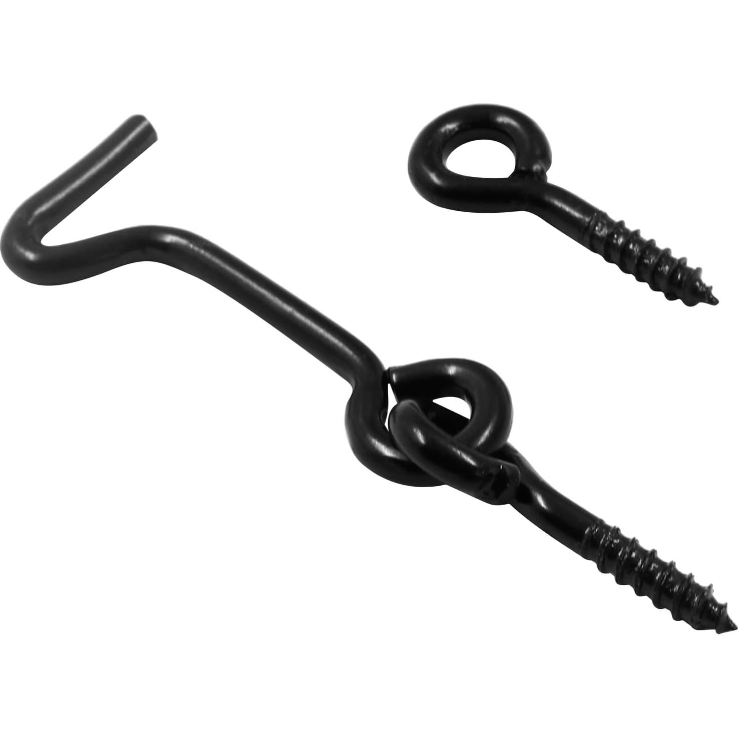 6 Piezas Gancho de Cabina y Pestillo de Ojo Negro 5.08cm