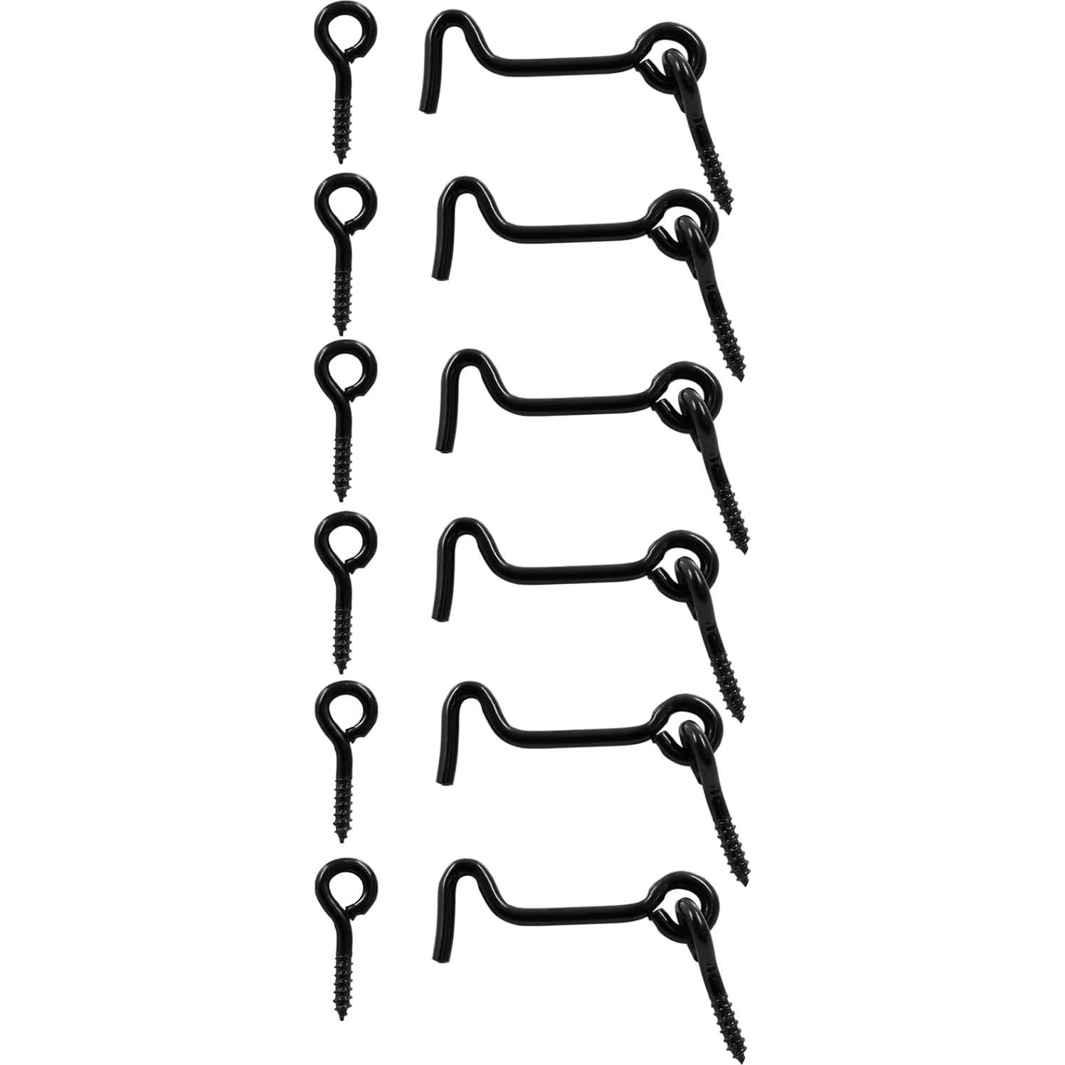 6 Piezas Gancho de Cabina y Pestillo de Ojo Negro 5.08cm