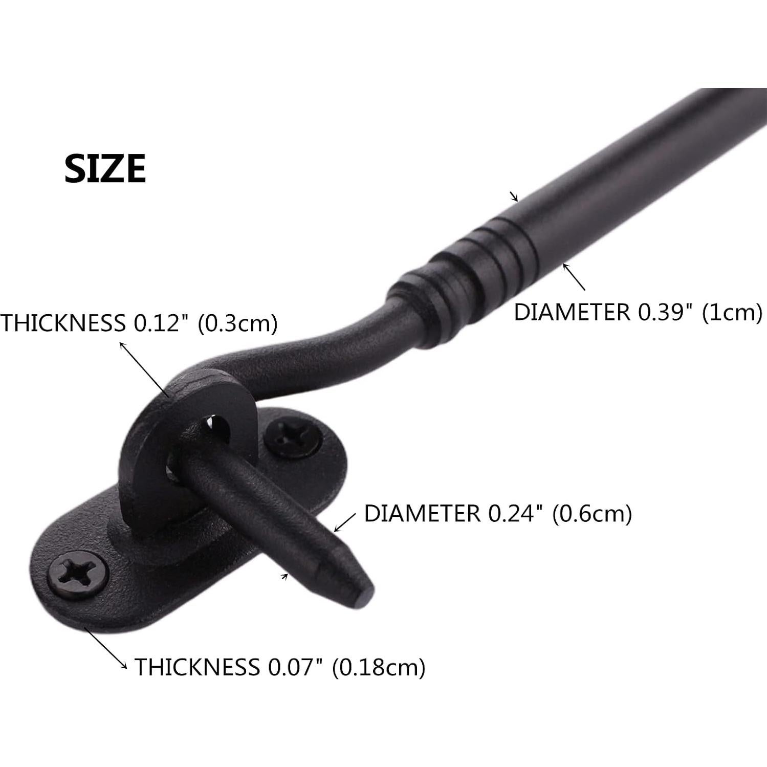 Gancho y Ojo de Puerta de Establo FIREFLYWEB 20.32cm Negro