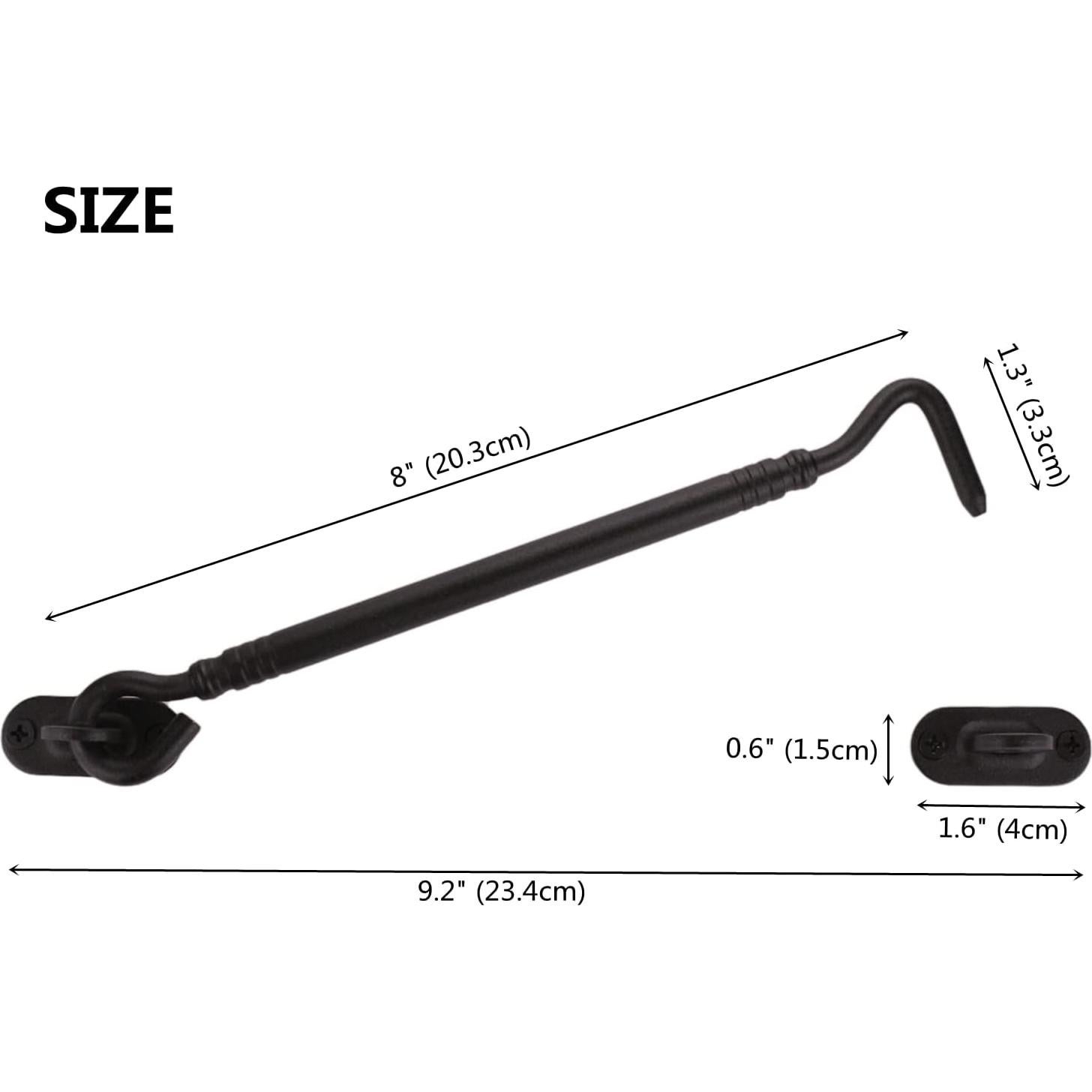 Gancho y Ojo de Puerta de Establo FIREFLYWEB 20.32cm Negro