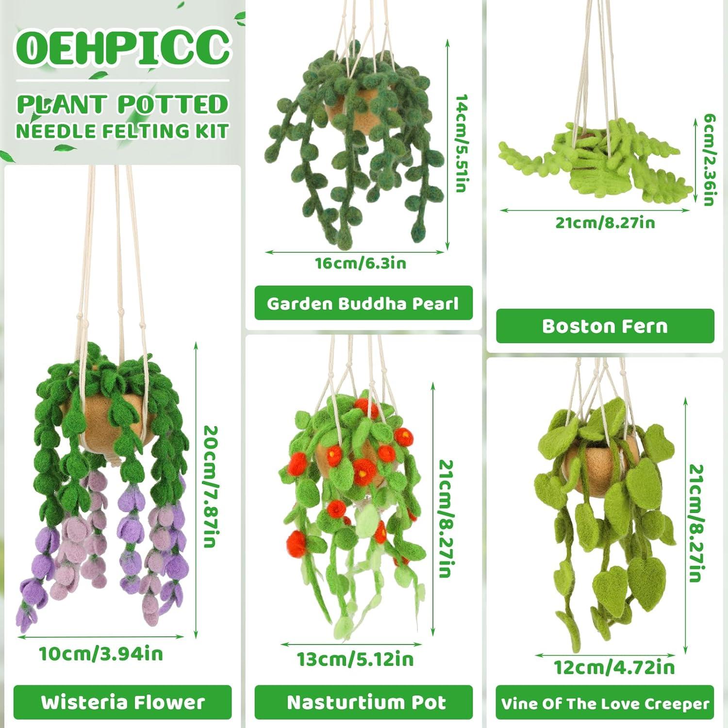 Kit de Fieltro con Aguja OEHPICC - 5 Plantas Colgantes