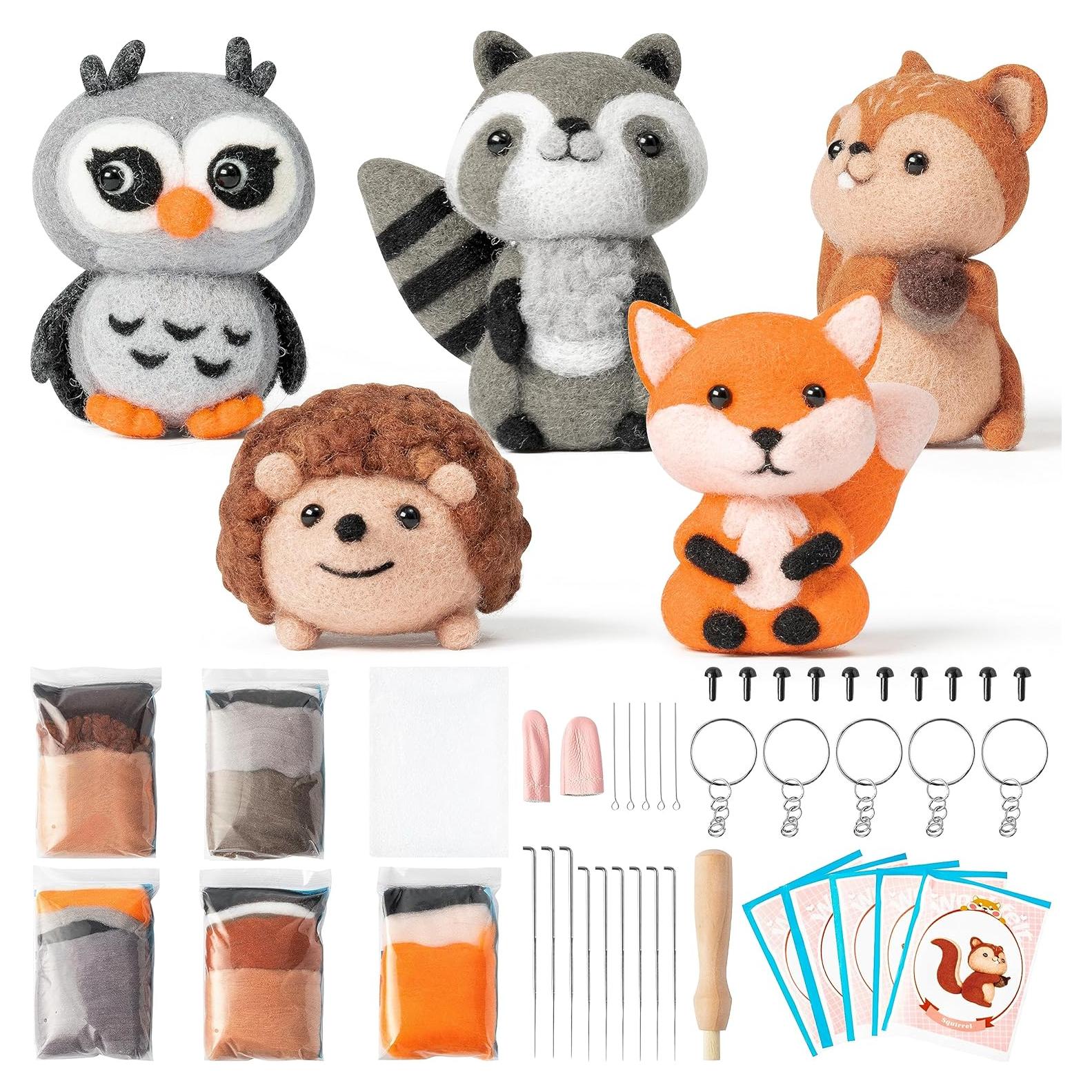 Kit de Manualidades WATINC 5 Agujas Fieltro Animales 18x11x10cm
