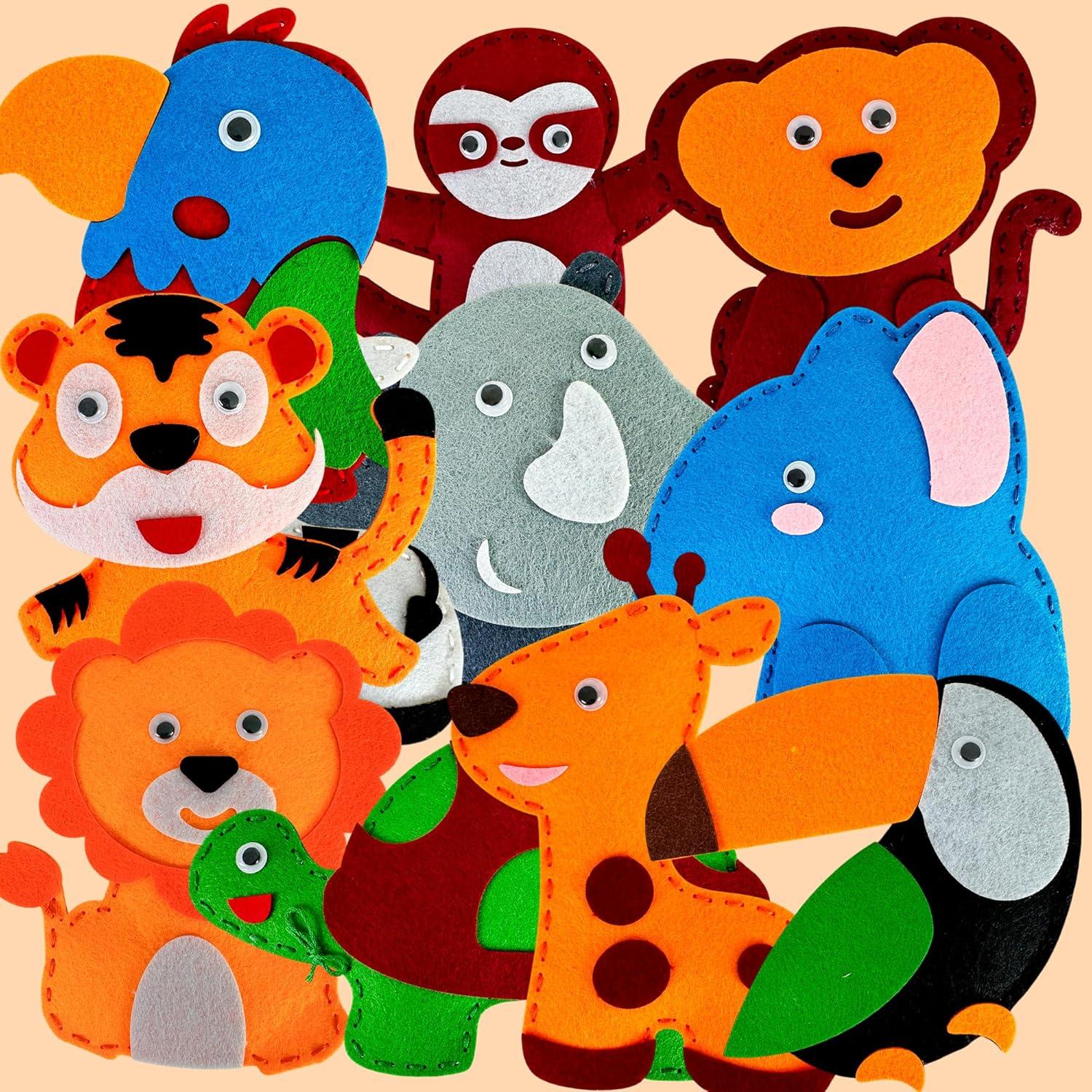 Kit de Costura para Niños QUOKKA - 12 Animales de Fieltro