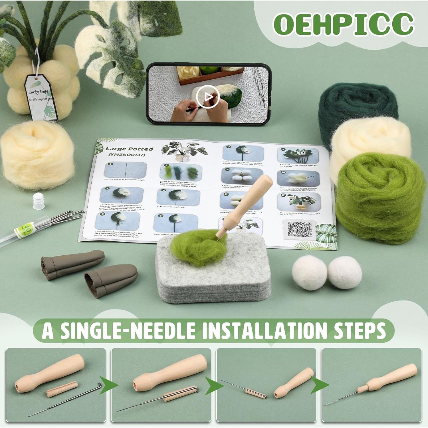 Kit de Fieltro de Aguja OEHPICC para Principiantes - Planta Monstera