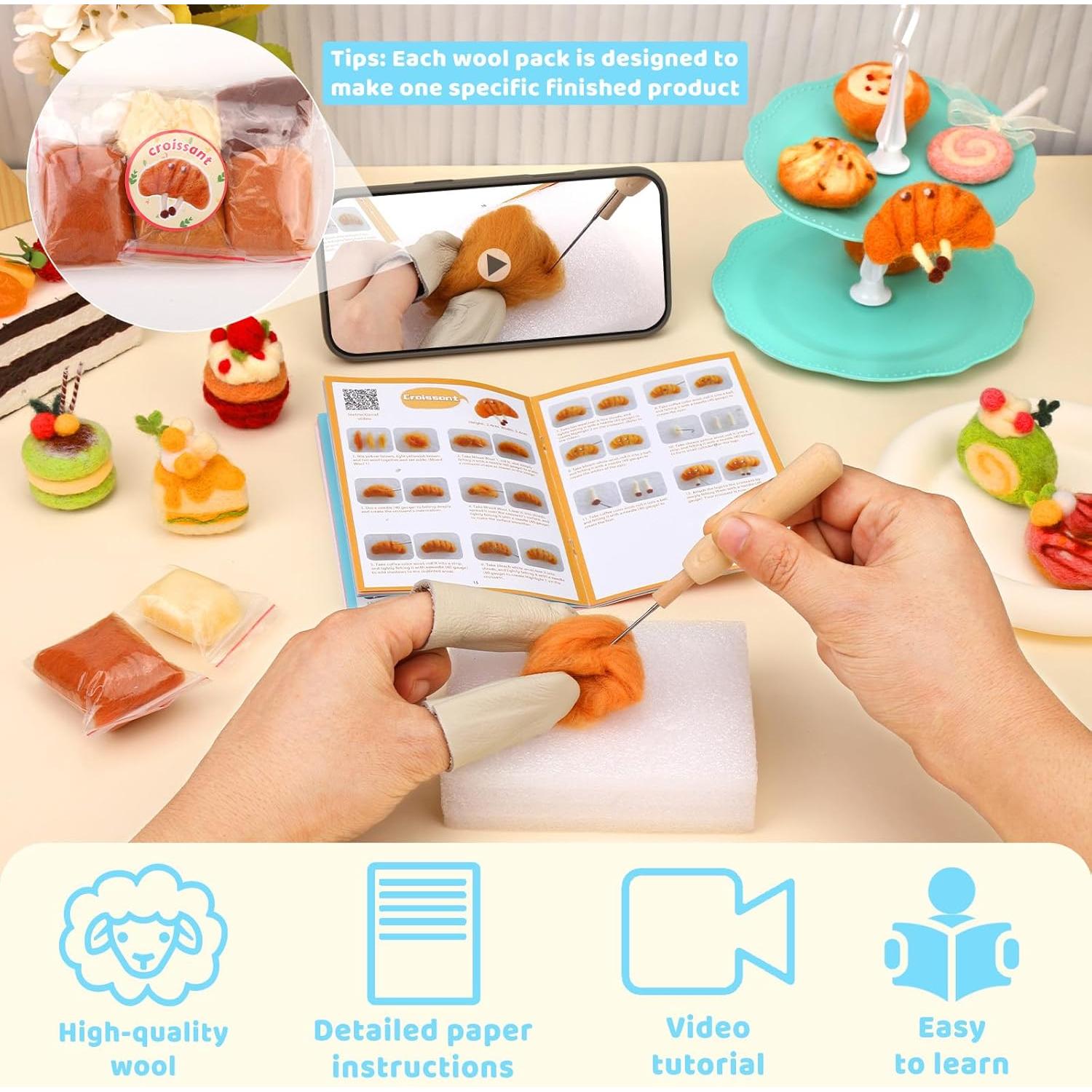 Kit de Fieltro con Agujas Yizzvb 13 PCS para Manualidades