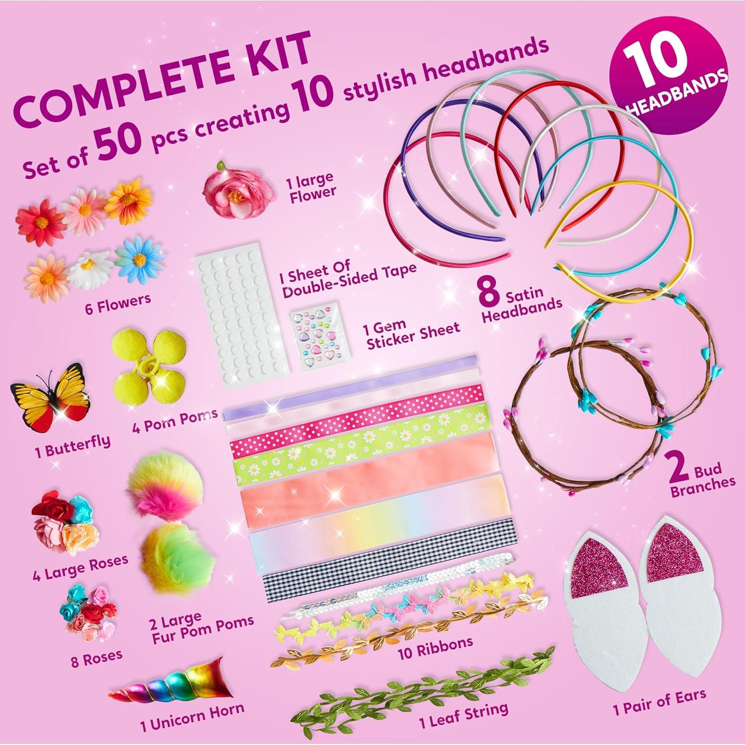 Kit de Fabricación de Diademas Klever Kits - 50 Piezas DIY para Niñas