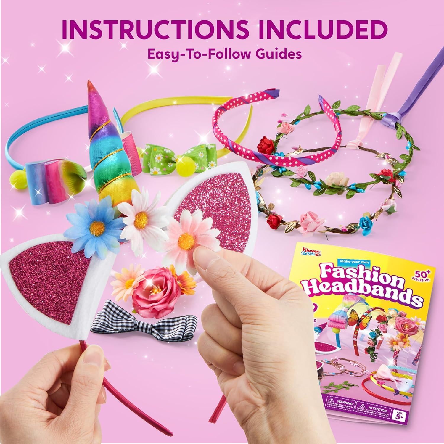 Kit de Fabricación de Diademas Klever Kits - 50 Piezas DIY para Niñas