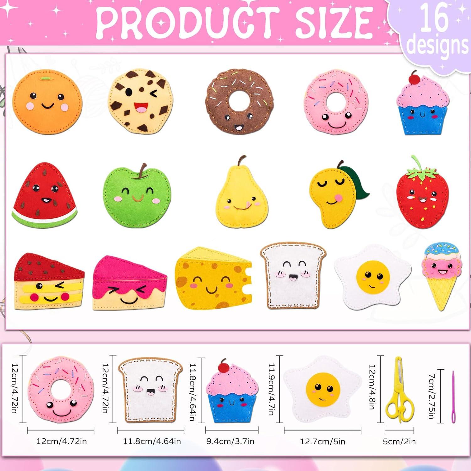 Kit de Costura Temática de Comida ZOIIWA para Niños 16 Piezas