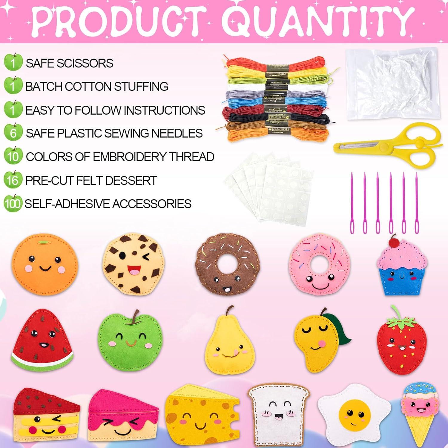 Kit de Costura Temática de Comida ZOIIWA para Niños 16 Piezas